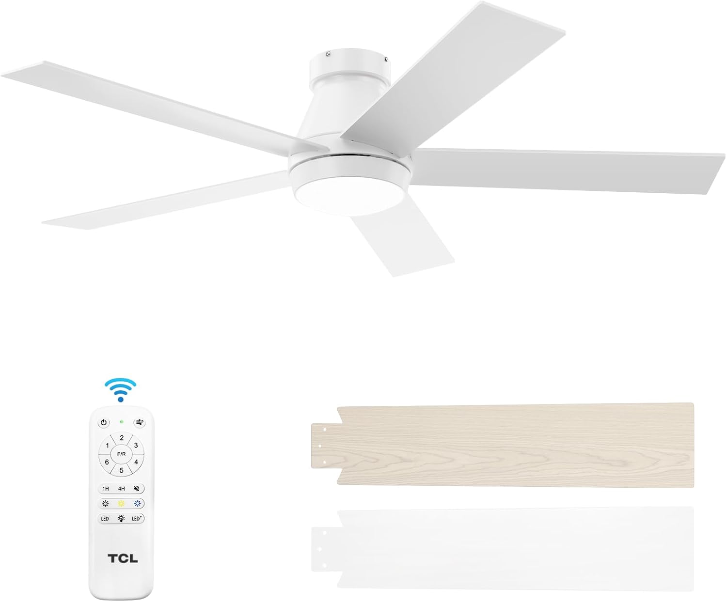 Detalle de TCL 52" Modern Ceiling Fan with Lights, 6-Speed 🌬