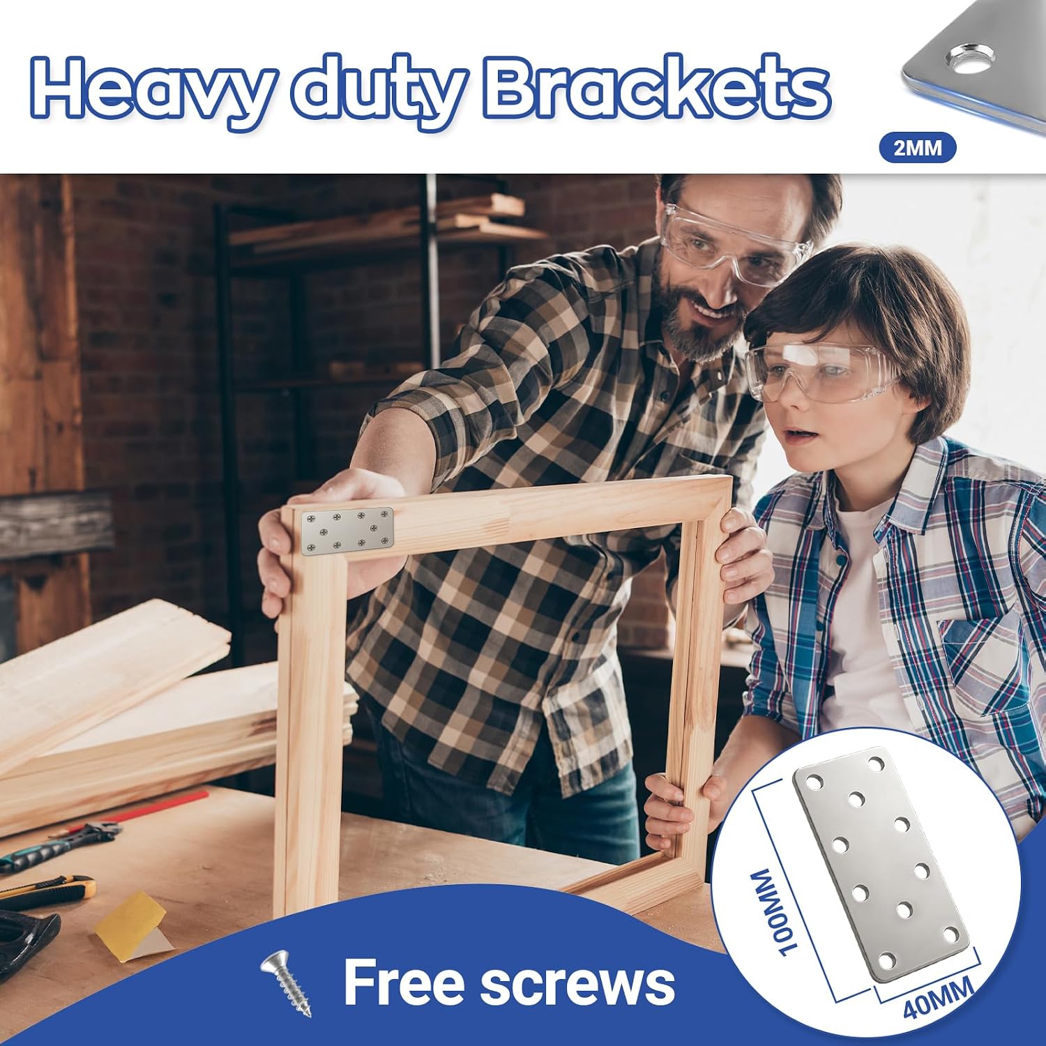 Thumbnail 5 de Xyxu Flat Brackets for Wood 100x40mm