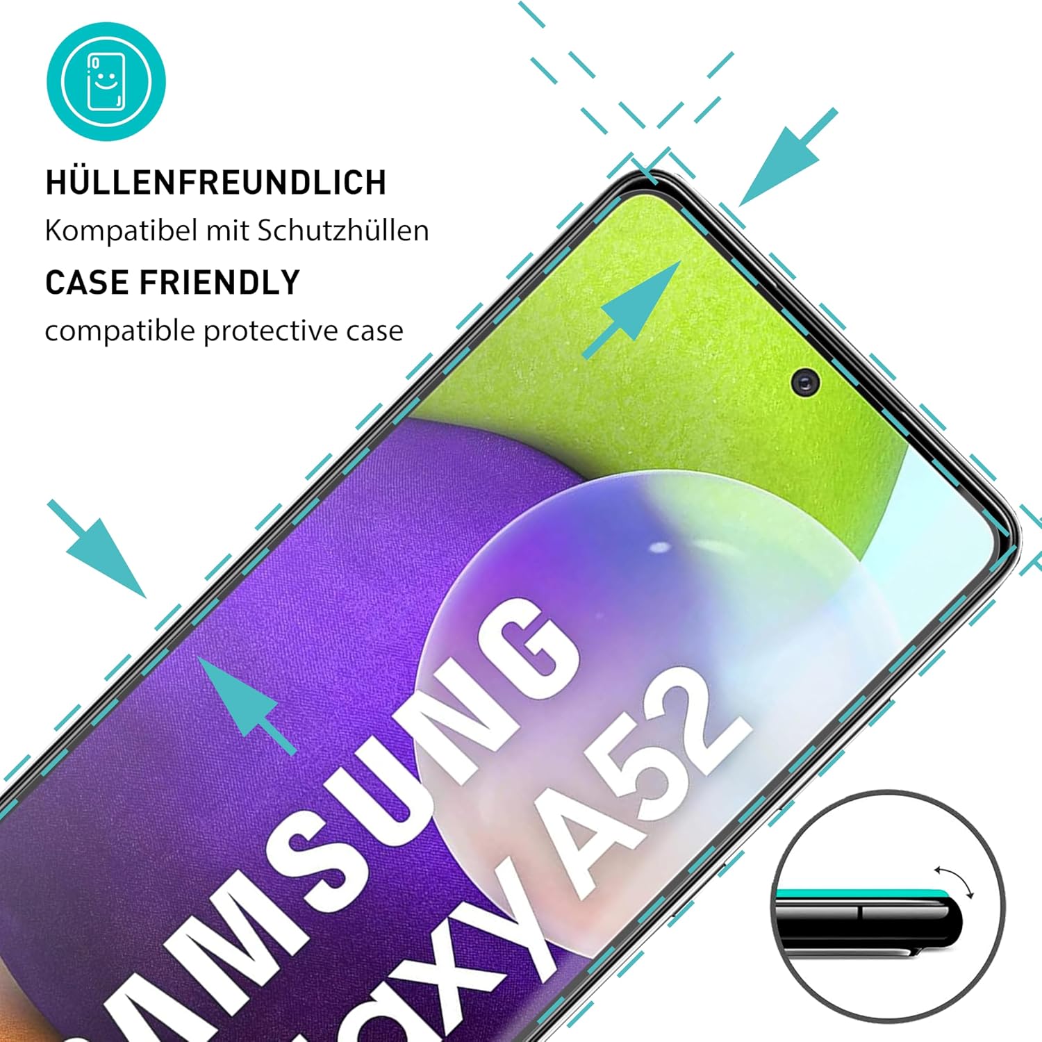 Thumbnail 1 de SmarTect Tempered Glass Screen Protector, 3-Pack for Galaxy A52, 9H, 0.3 mm