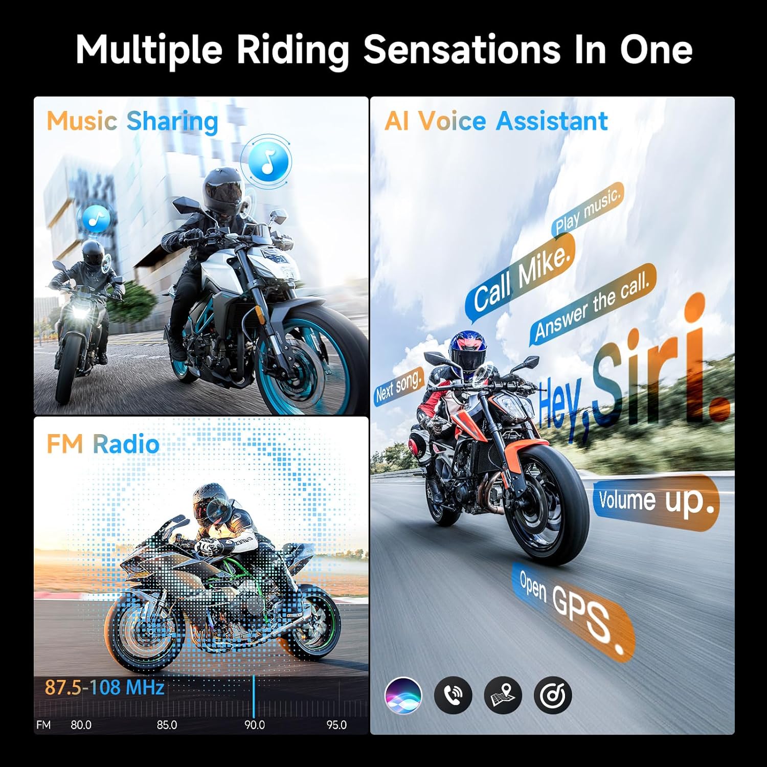 Detalle de Moman H2E 2-Way Motorcycle Headset — Eagle-Style Intercom with 1,000m Range