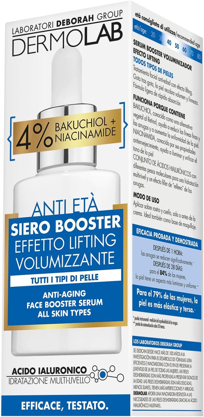 Detalle de Dermolab Siero Viso Acido Ialuronico Booster Antietà: lifting e idratazione profonda in una formula con Retinolo (30 ml)