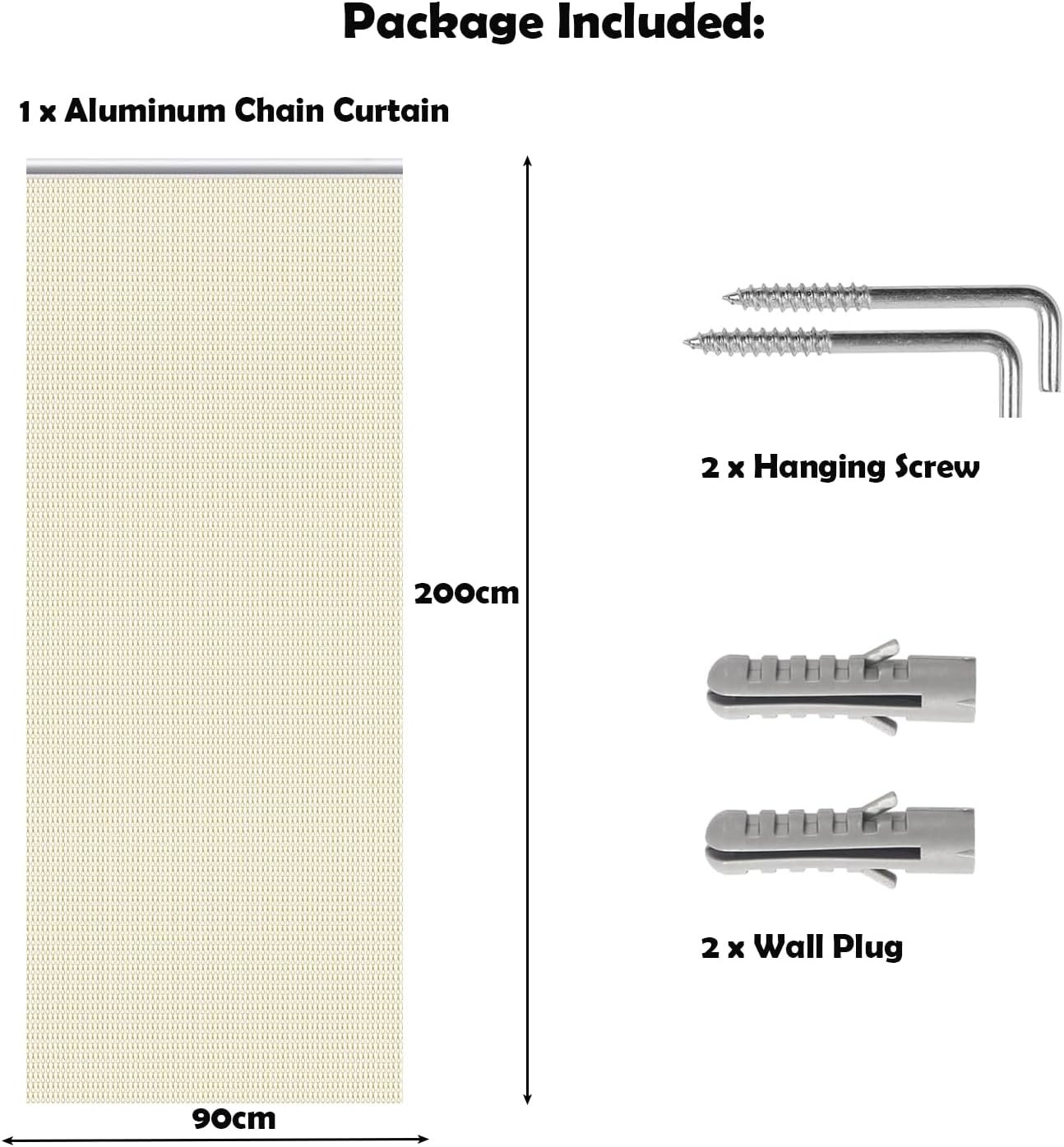 Detalle de 90 x 200cm Aluminium Chain Curtain Roller Blind: Durable Insect Screen for Doors and Windows