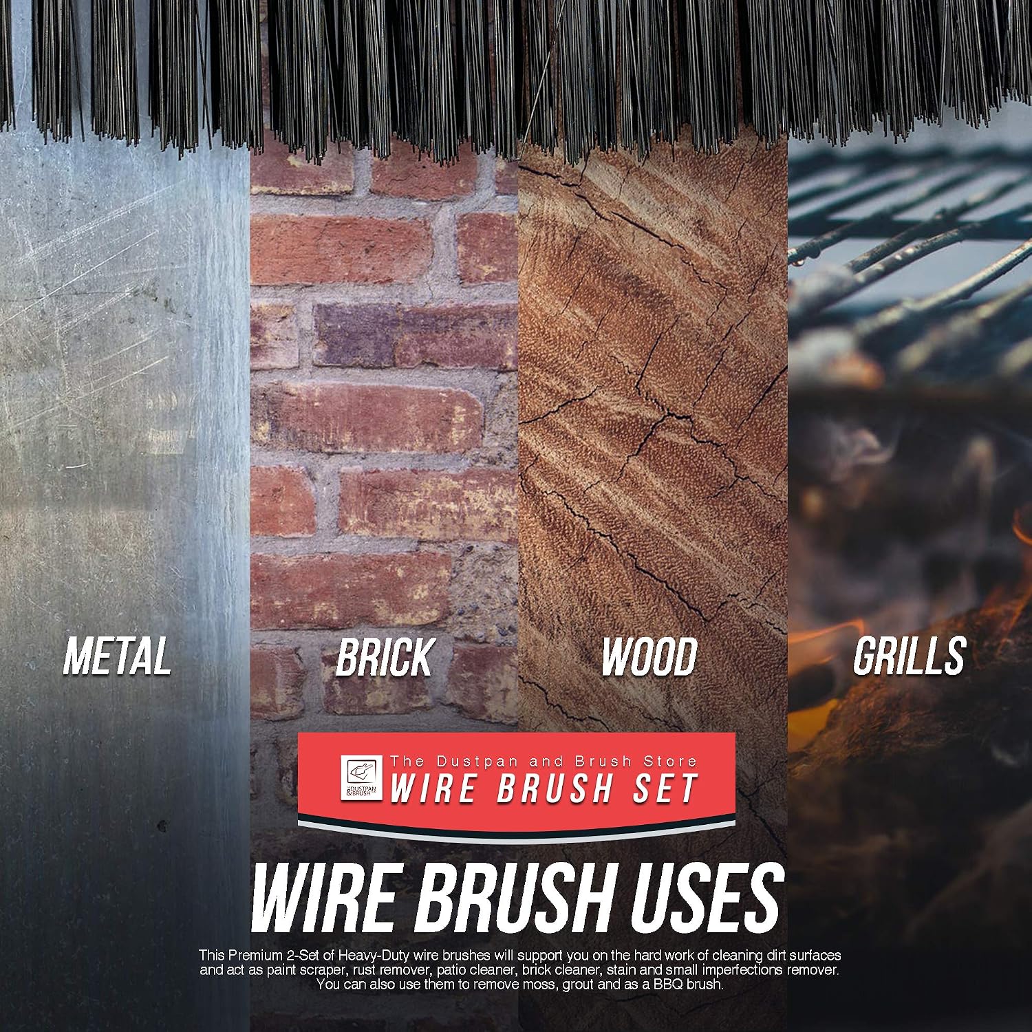 Thumbnail 4 de Wire Brush Twin Pack: Heavy Duty Steel Brushes with Easy-Grip Handles