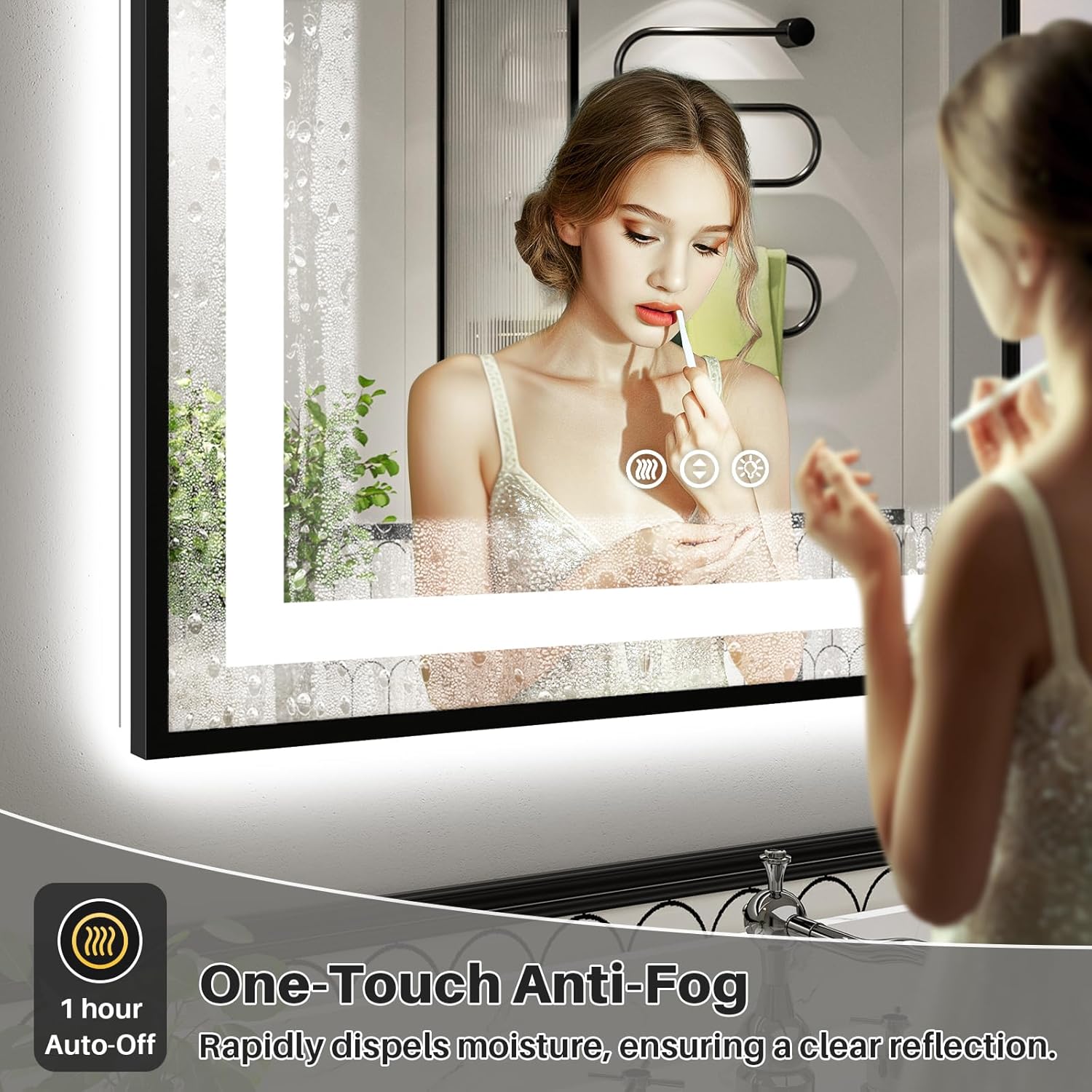 Thumbnail 3 de Briivue 24x32 LED Bathroom Mirror (Black Frame) with Dual Lighting, Anti-Fog, Dimmable + Memory