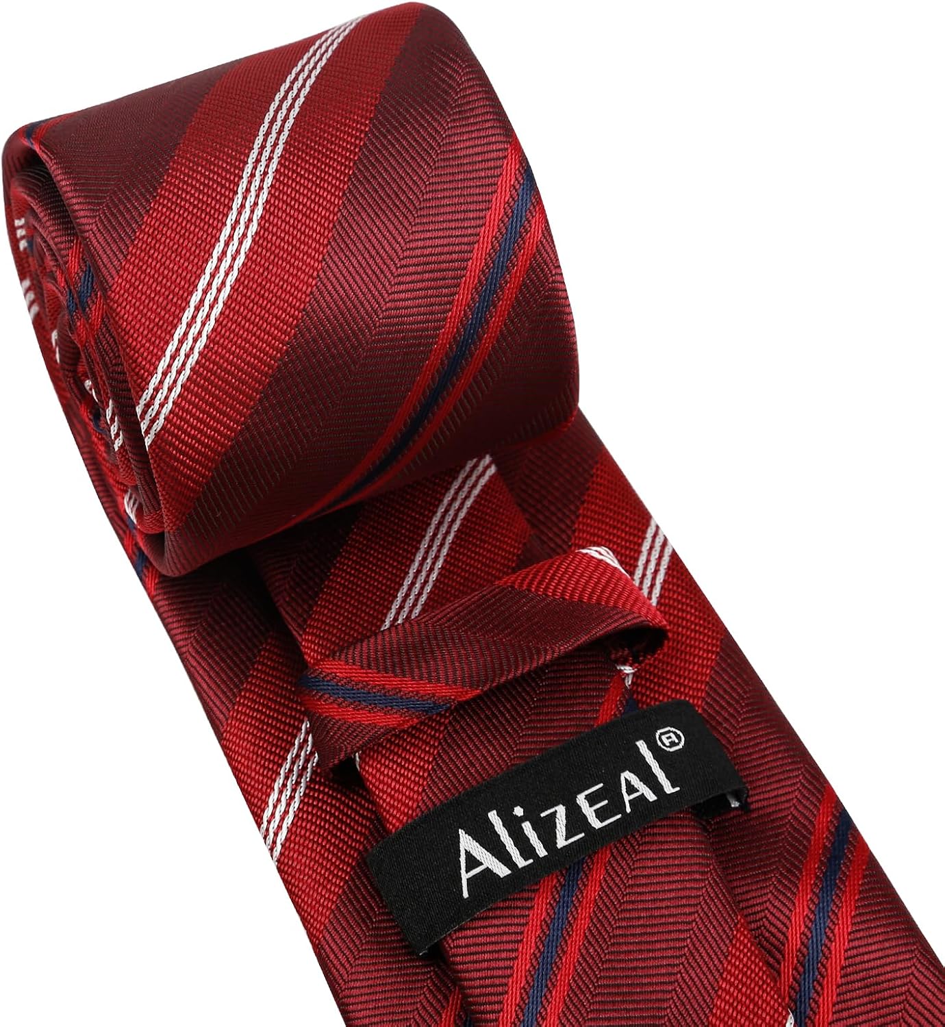 Detalle de Alizeal men’s solid colour tie and pocket square set (business formal)