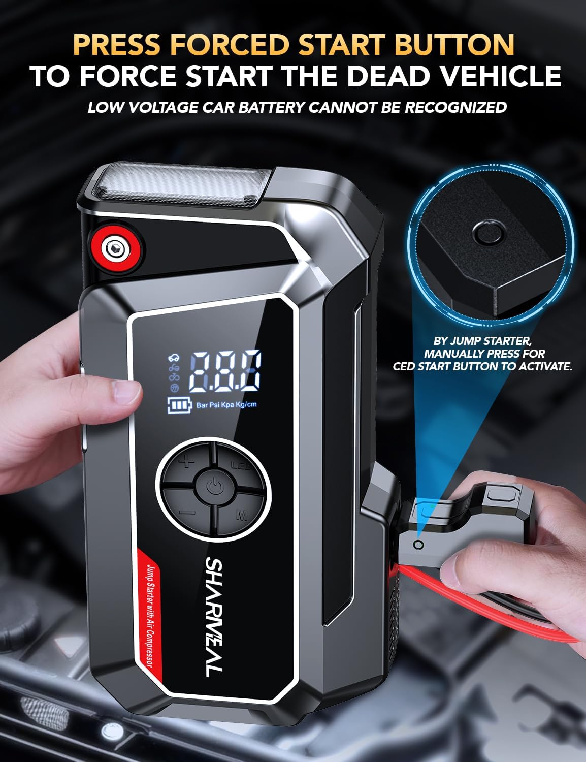 Detalle 2 de SHARMEAL 8000A Jump Starter Power Pack with 250 PSI Air Compressor