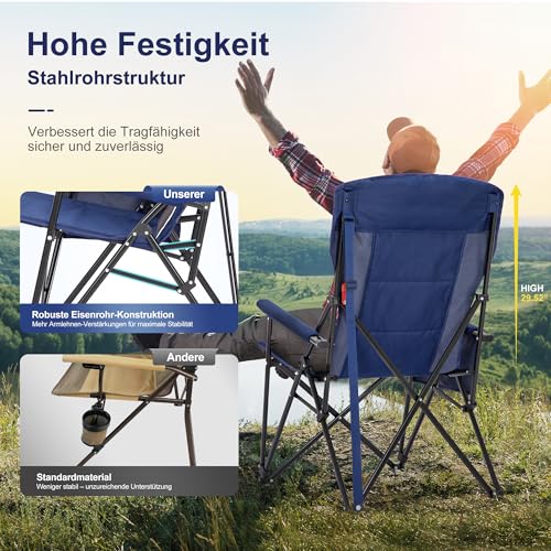 Thumbnail 6 de LET'S CAMP Luxus Campingstuhl Faltbar – bis 230 kg, Blau