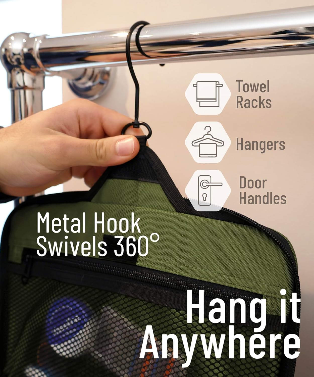 Thumbnail 3 de D&D Hanging Travel Toiletry Bag (Large) with 10 Compartments, YKK Zips and XXL Swivel Hook