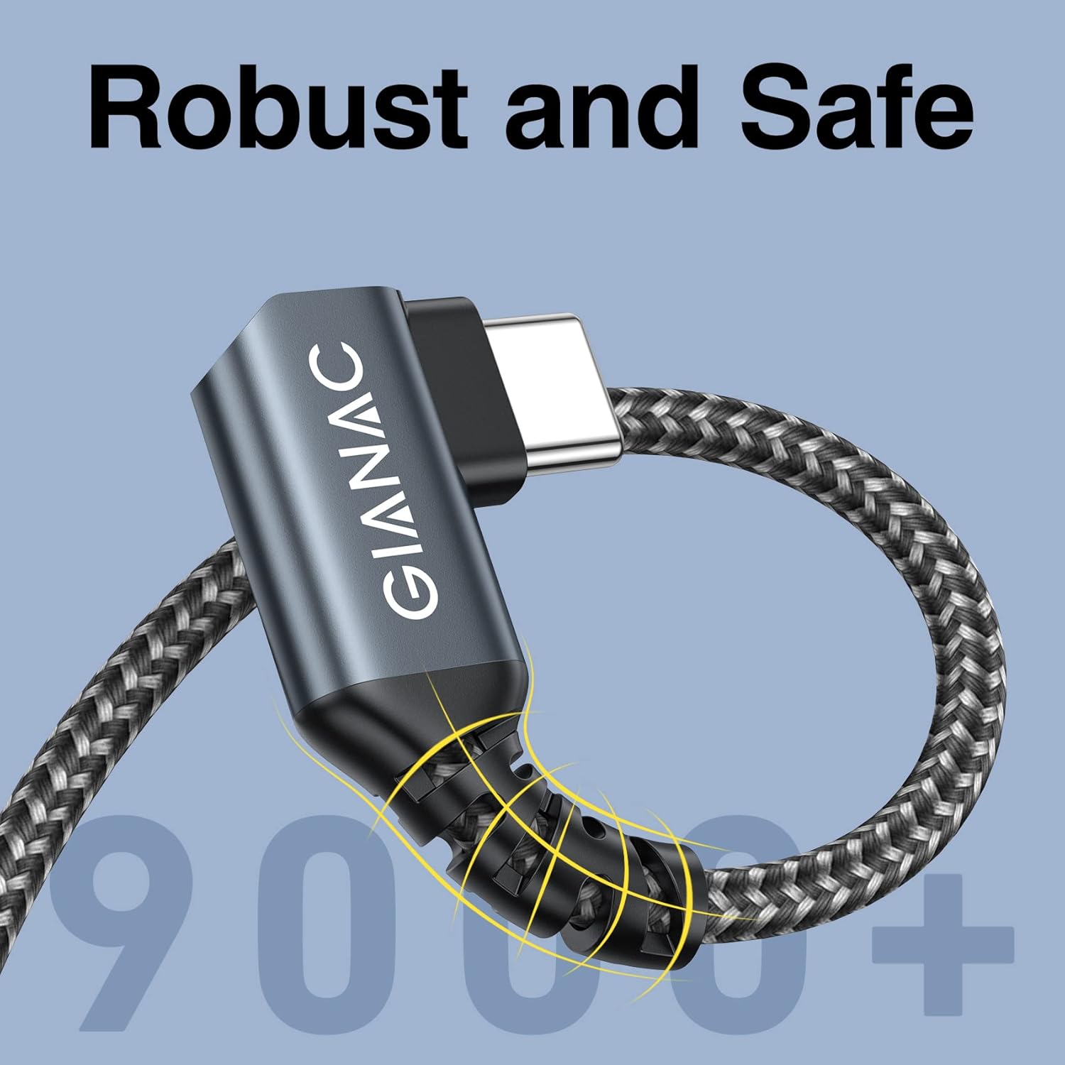 Thumbnail 1 de GIANAC 100W USB-C auf USB-C Kabel (3 m, 90°) mit E-Mark für PD 3.0 bis 5A