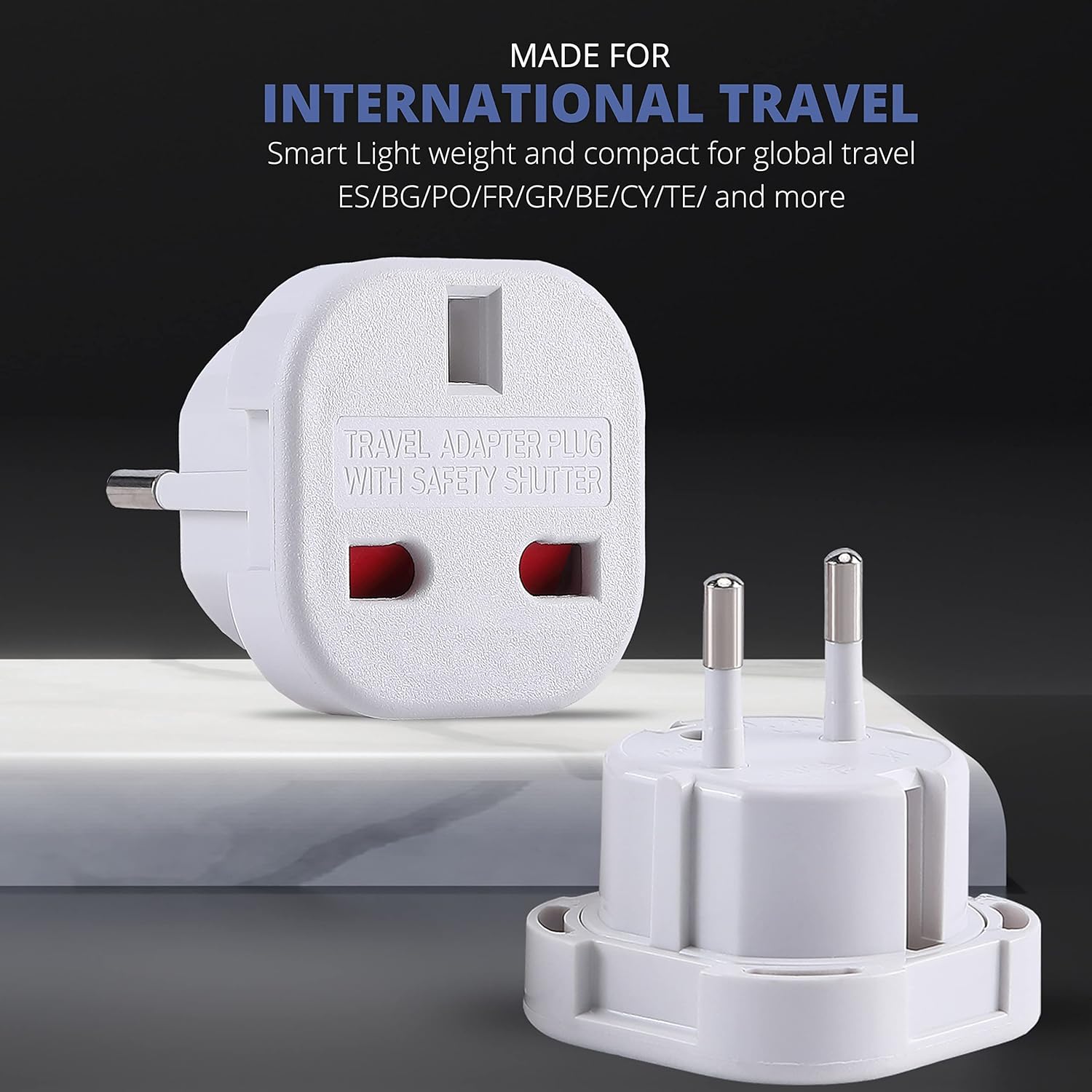 Thumbnail 5 de DAPTER’s 2 Pack White UK to European Plug Adapter (Type G to C, E & F) for Travel
