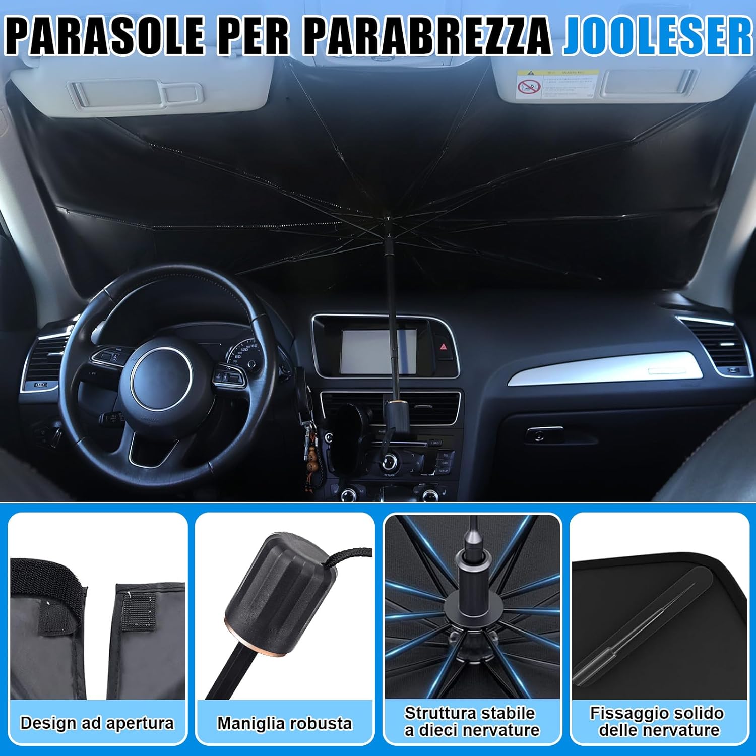 Thumbnail 4 de JOOLESER Parasole Auto per parabrezza pieghevole universale con protezione UV