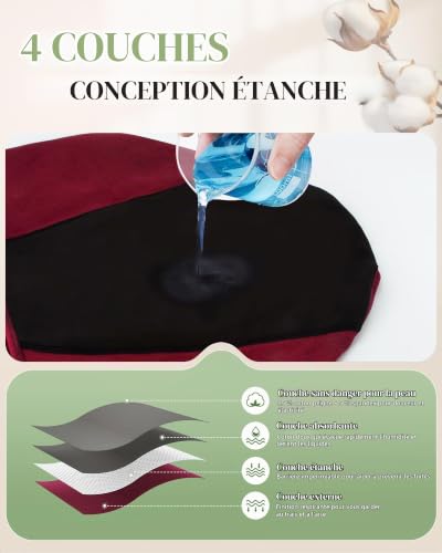 Detalle de TANSTC Culotte Menstruelle Coton – Absorption 60 ml, Taille haute (Lot 3) Noir/Marine/Rouge