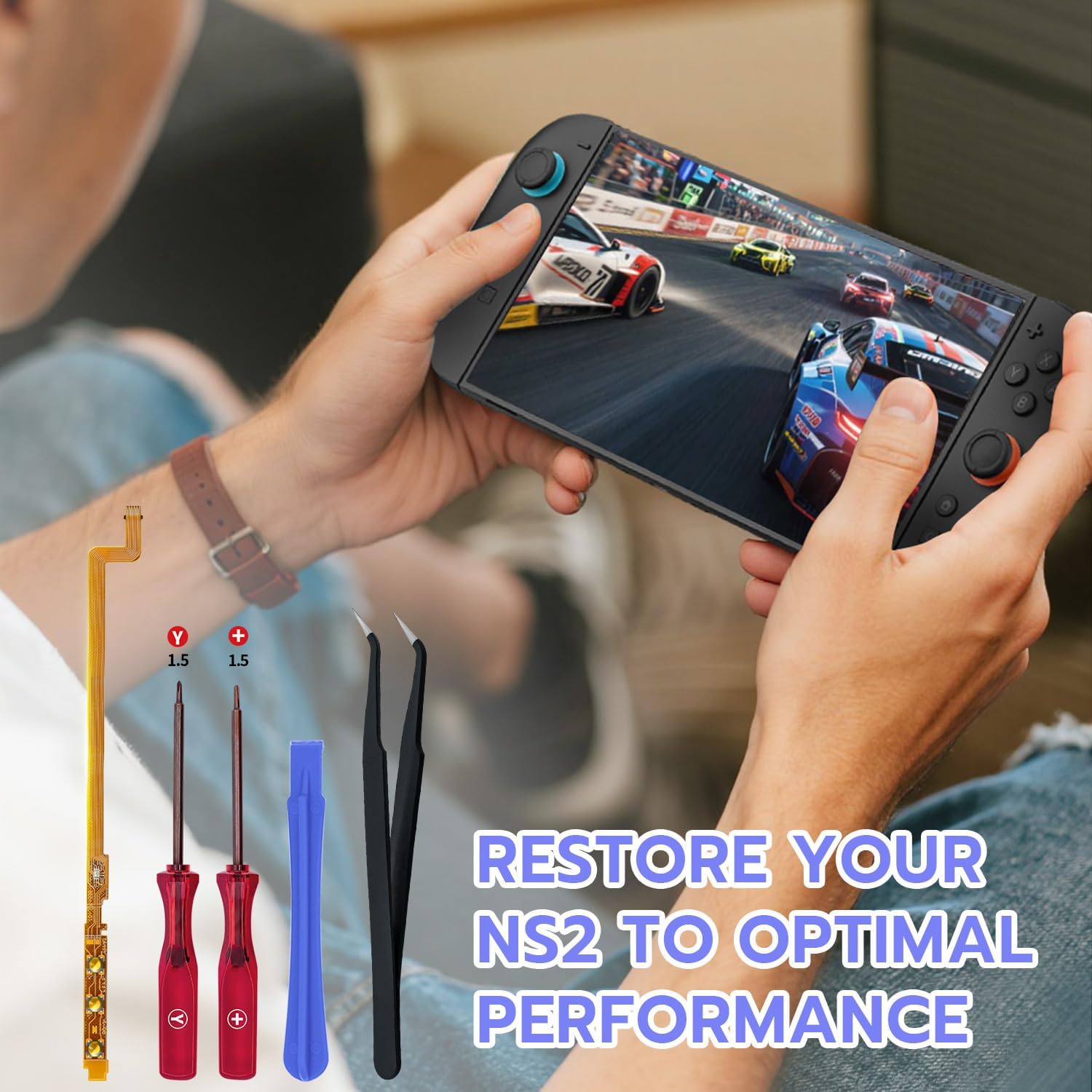 Thumbnail 6 de Tolesum Kit de réparation pour console NS Switch 2 : câble plat flexible + tournevis et outils