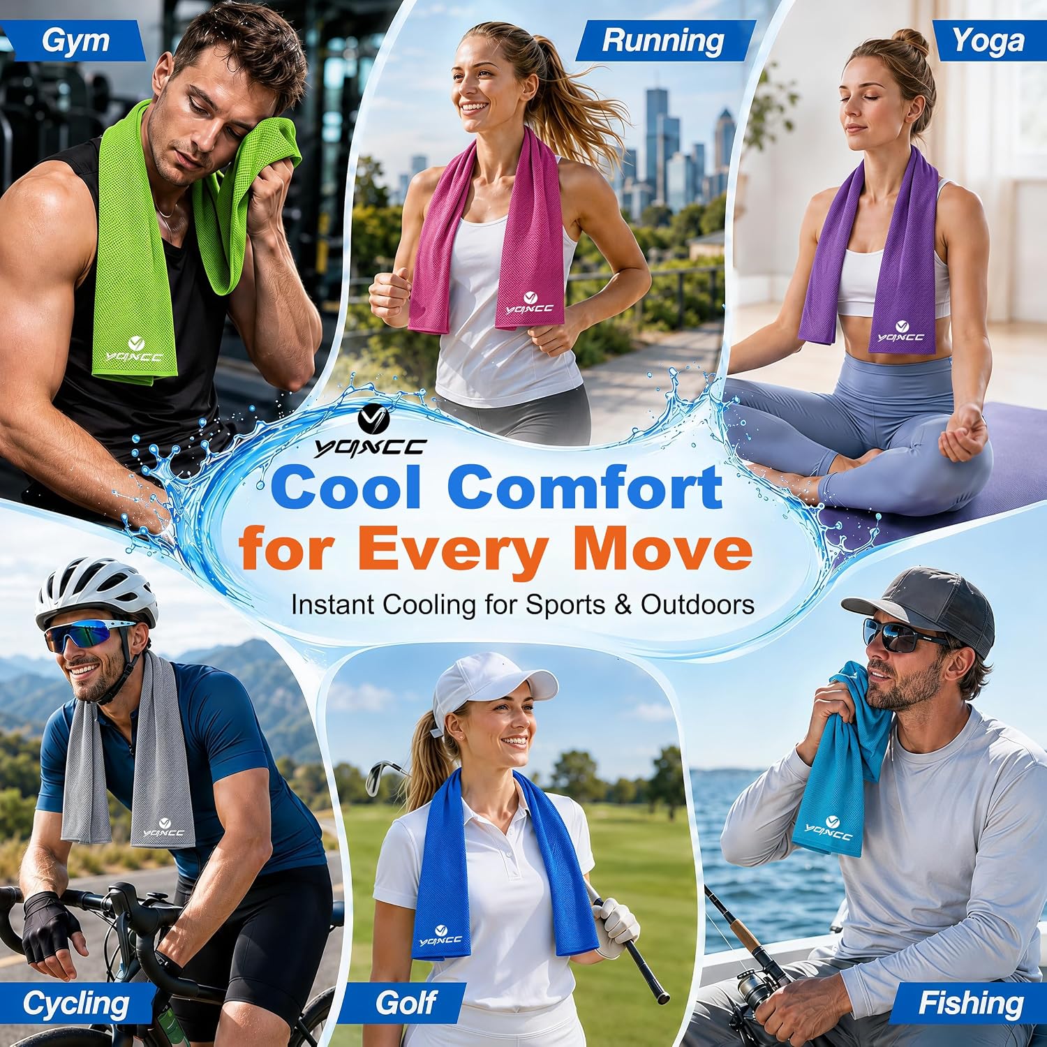 Thumbnail 4 de YQXCC CW1356 4-Pack Cooling Towels, 47" x 12" Microfiber Neck Wraps