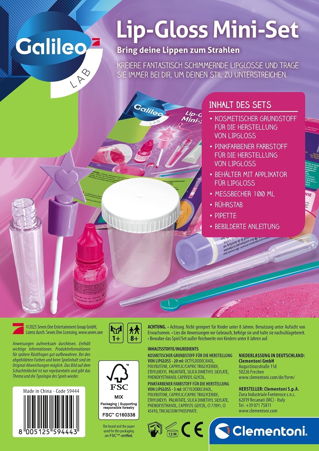 Thumbnail 1 de Clementoni Galileo Lab Lip-Gloss Mini Set (ab 8 Jahren) 59444 – Lipgloss selbst herstellen mit sicheren Inhaltsstoffen