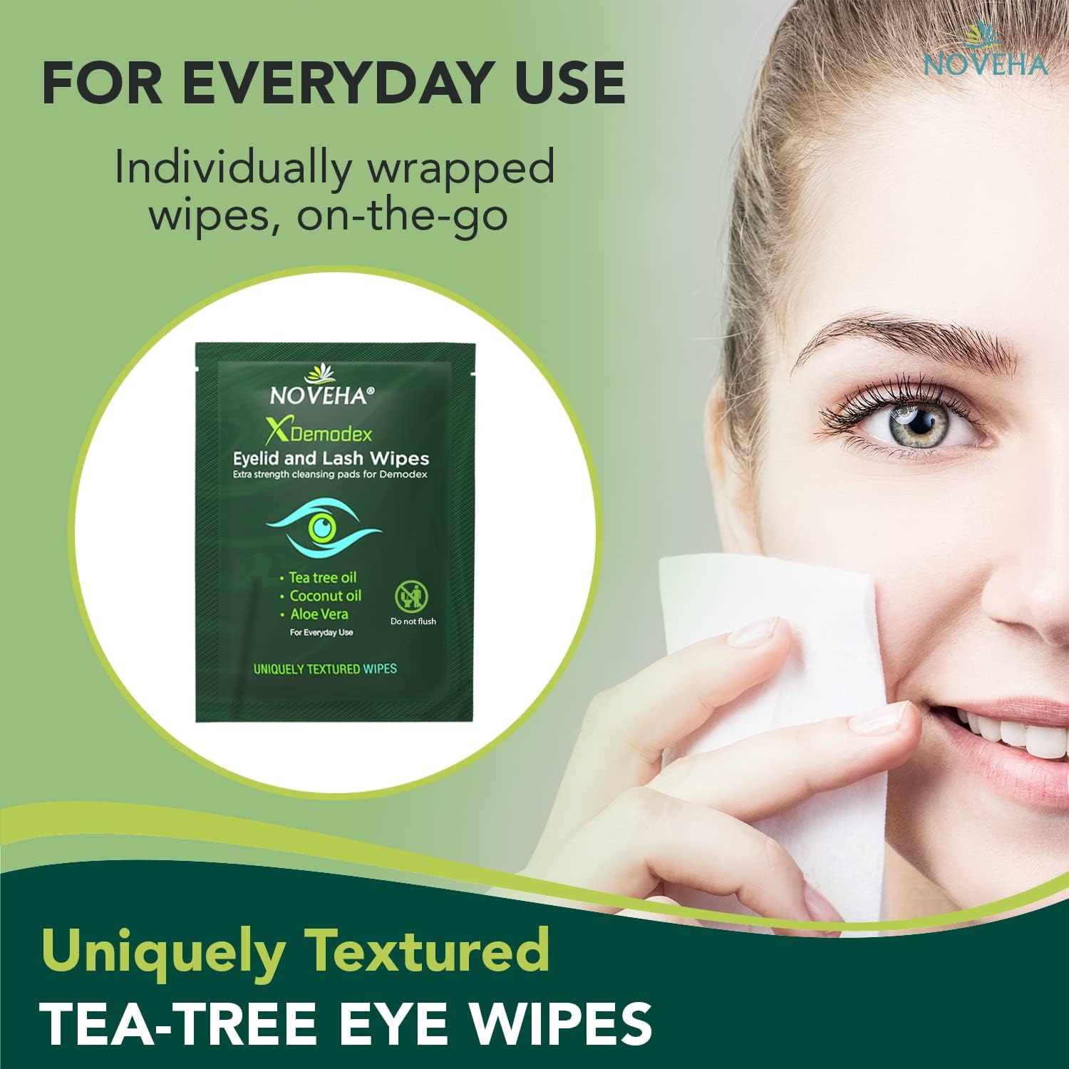 Thumbnail 5 de NOVEHA Demodex Eyelid & Lash Wipes 60 count