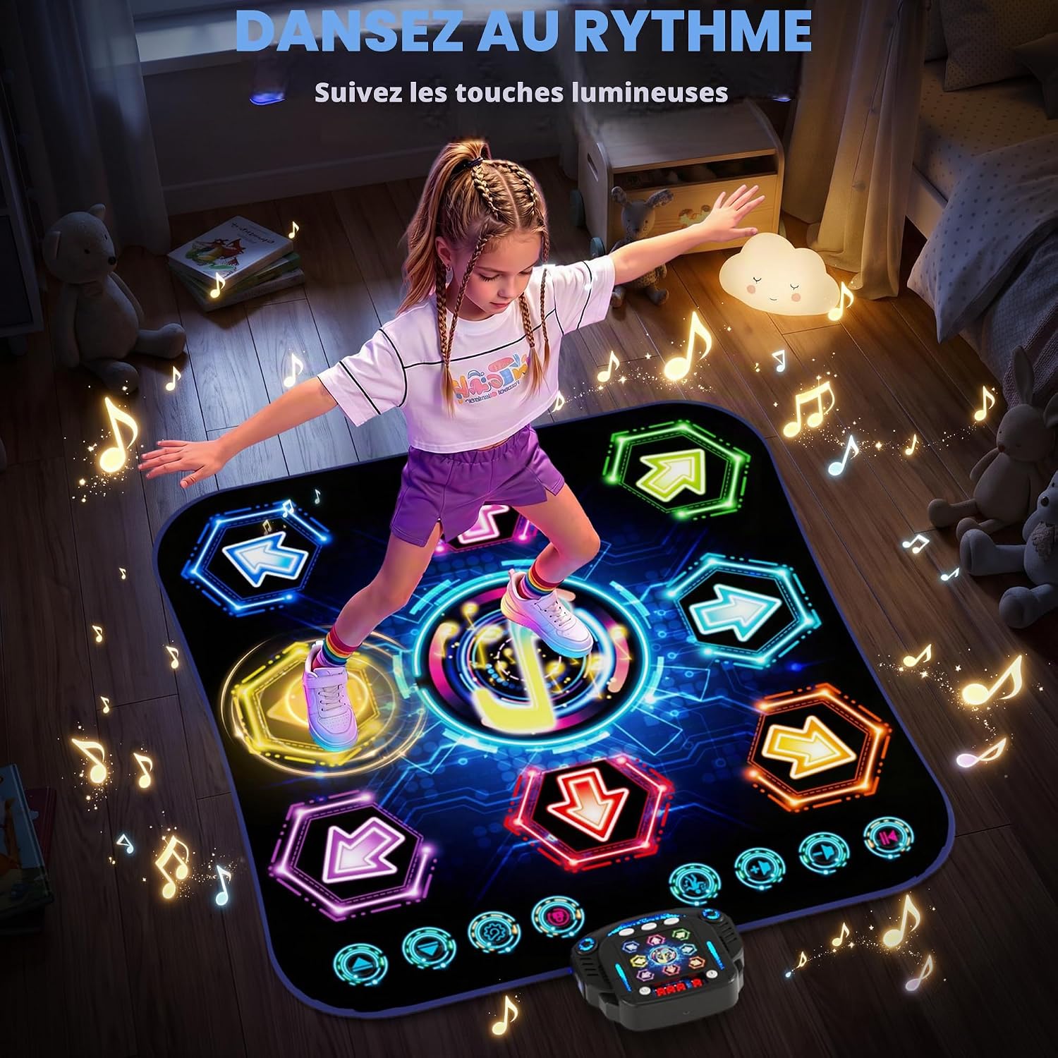 Detalle de maysida YQ813-8 dansmat met 8 verlichte toetsen en Bluetooth