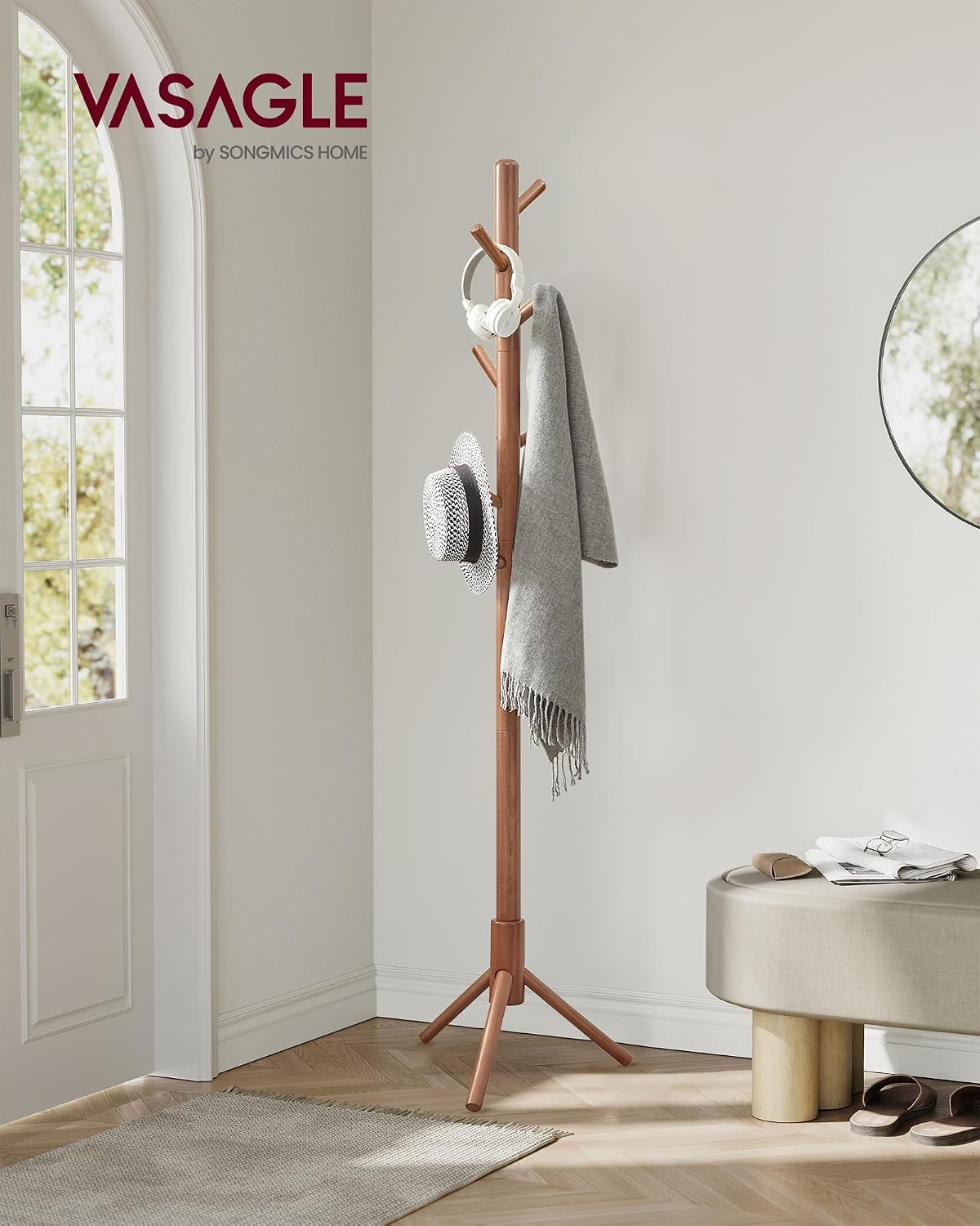 Detalle 2 de VASAGLE Coat Rack, Solid Wood