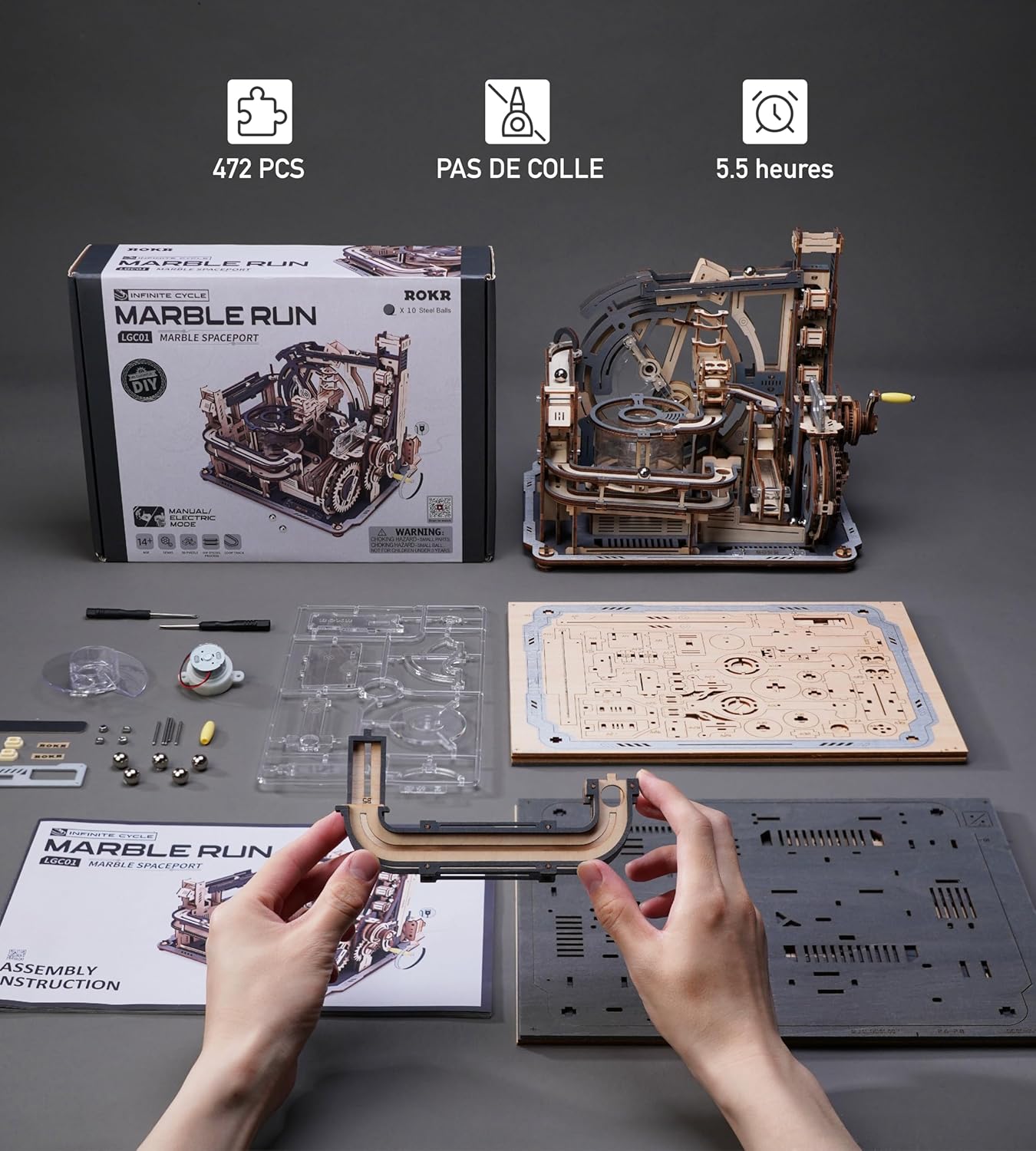 Thumbnail 6 de ROKR Spaceport maquette mécanique en bois pour enfants 🧩