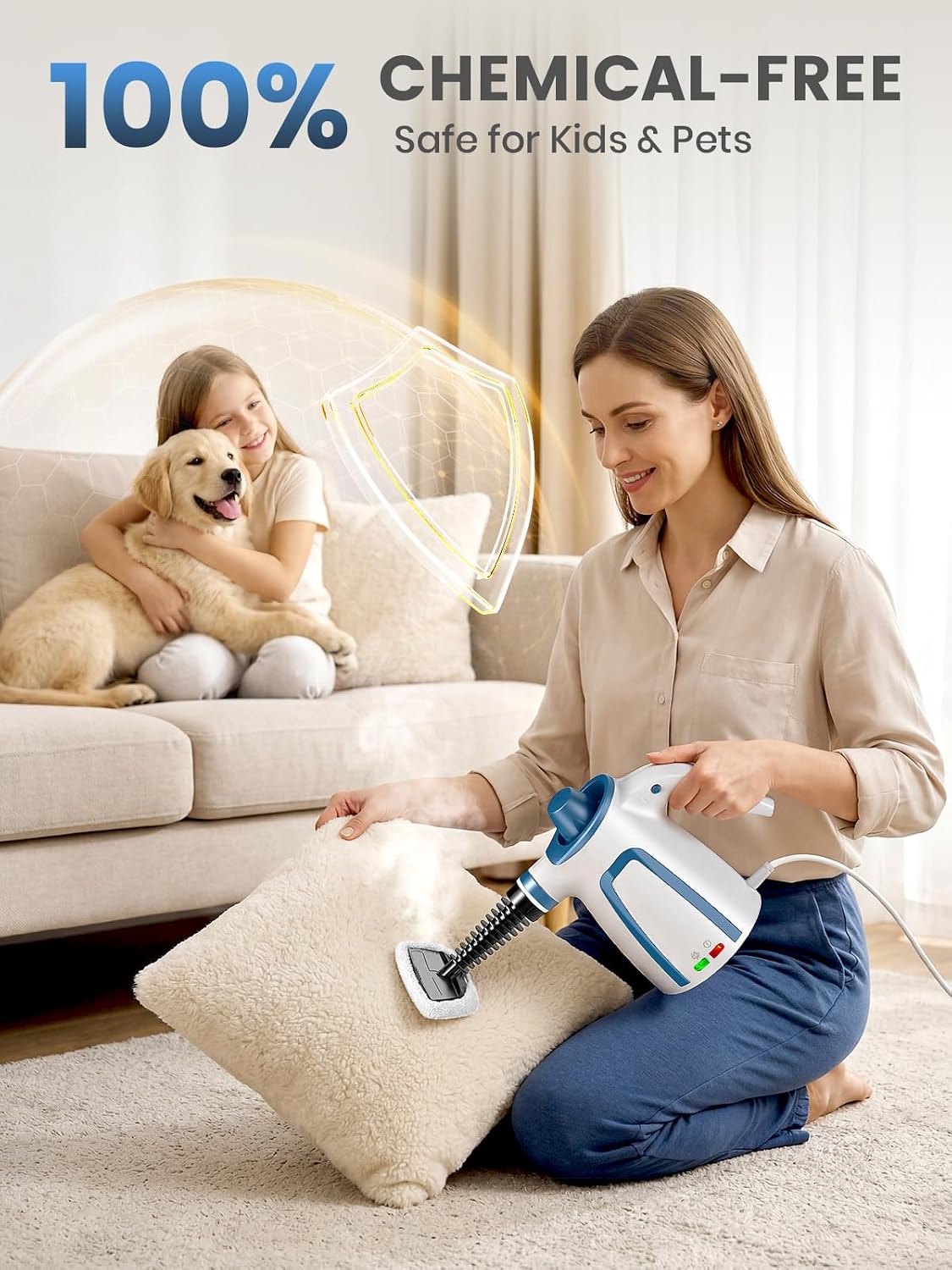 Thumbnail 6 de Handheld Steam Cleaner 1050W Pressurised Steam Cleaner with 9 Accessories
