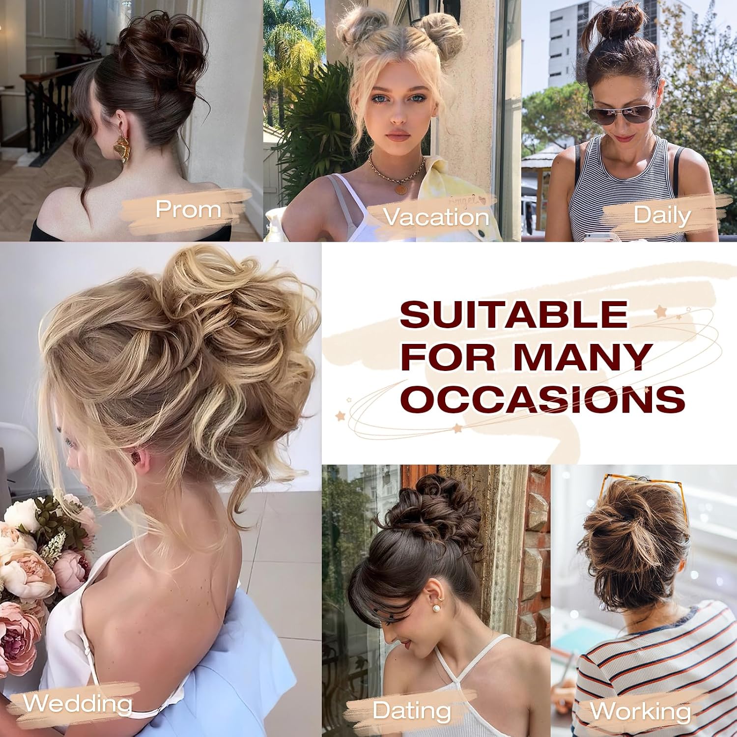 Thumbnail 6 de Qunlinta Messy Bun Hair Piece Light Chestnut Brown