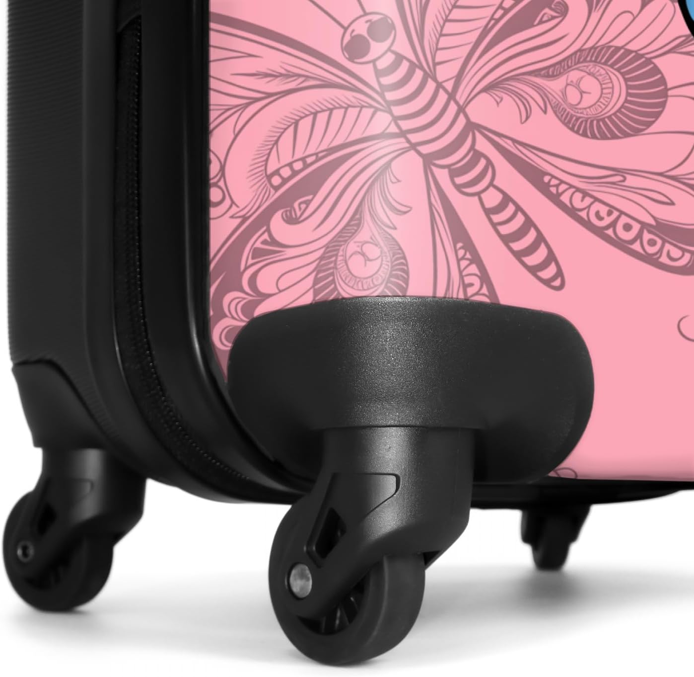 Thumbnail 5 de NoBoringSuitcases.com Valigia grande rigida 67 cm, 72 L, 4 ruote girevoli – stile Farfalla rosa