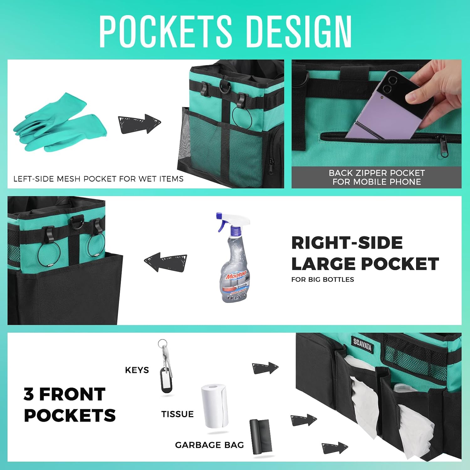 Thumbnail 1 de SCAVATA Wearable Cleaning Caddy Bag — Mobile Organizer for Maids, Housekeepers, and DIY Cleanups