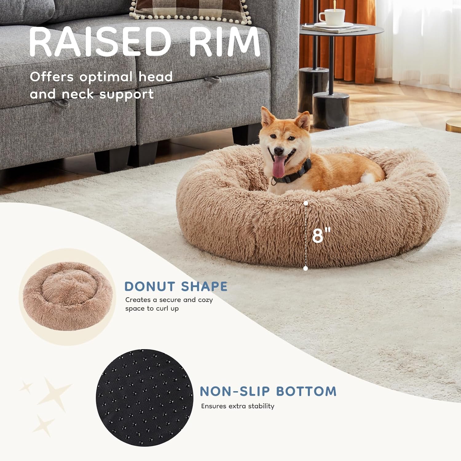 Detalle de DUMOS Donut Dog Bed 30.7 Inch