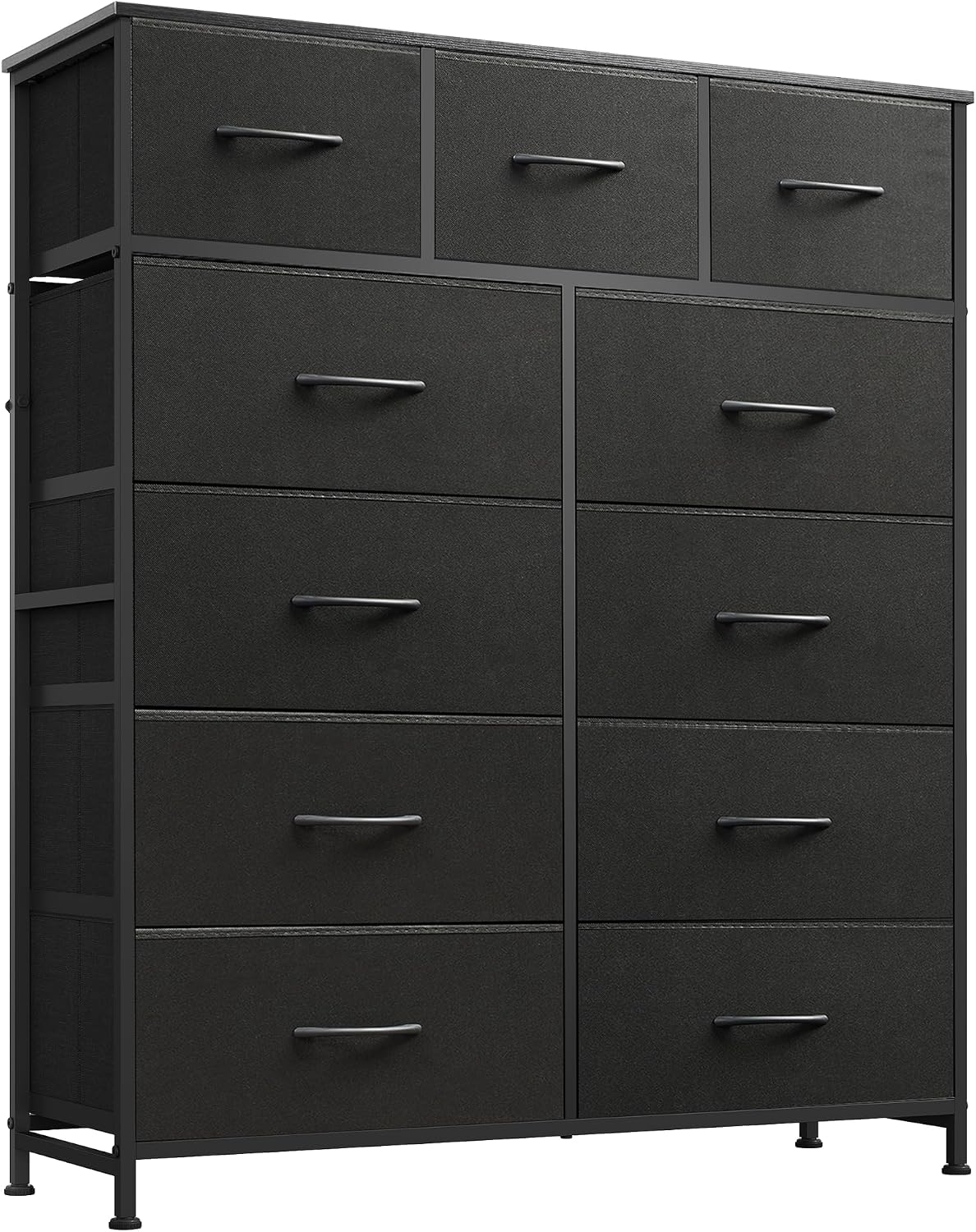 Detalle de WLIVE ASNG203 Tall Dresser, 11 Fabric Drawers, Charcoal Black
