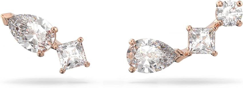 Detalle de Swarovski Mesmera pendientes de botón asimétricos oro rosa 💍