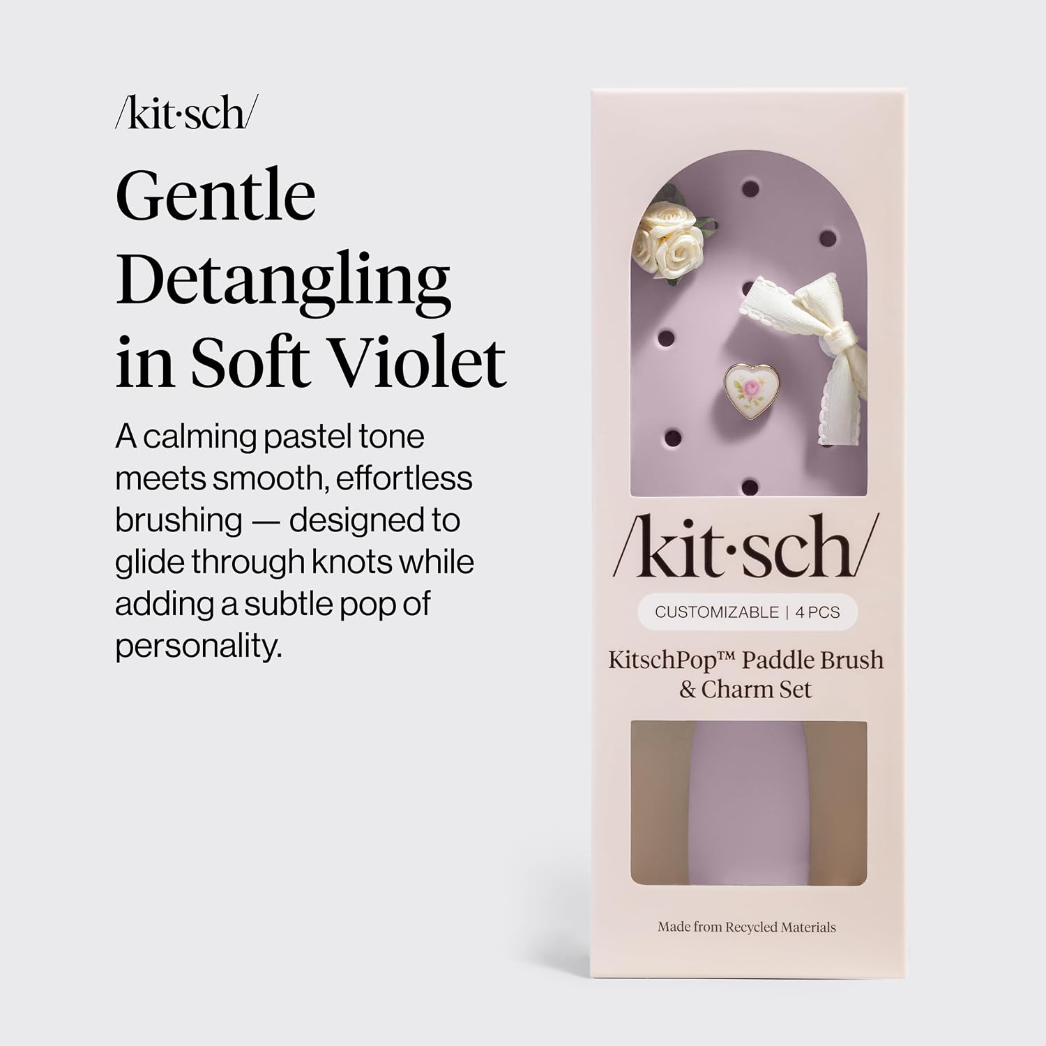 Detalle 2 de Kitsch KitschPop™ Paddle Brush, Soft Violet, Flexible Nylon Bristles