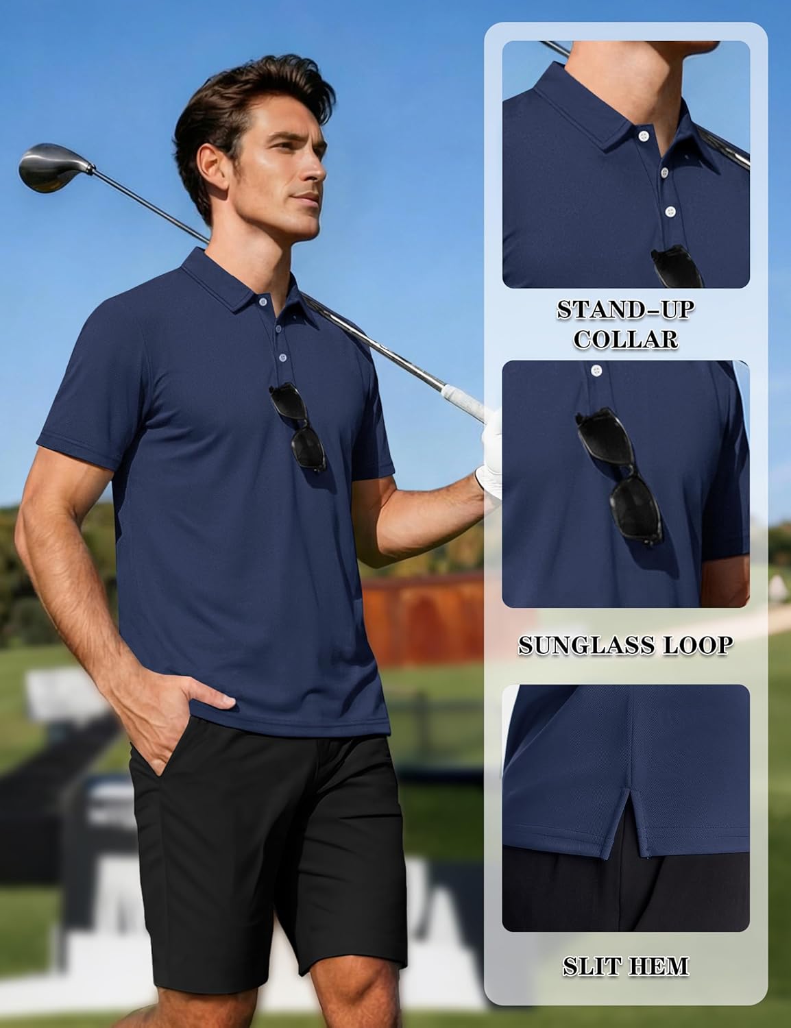 Thumbnail 2 de TACVASEN men’s short-sleeve polo shirts with quick-dry, breathable micro mesh