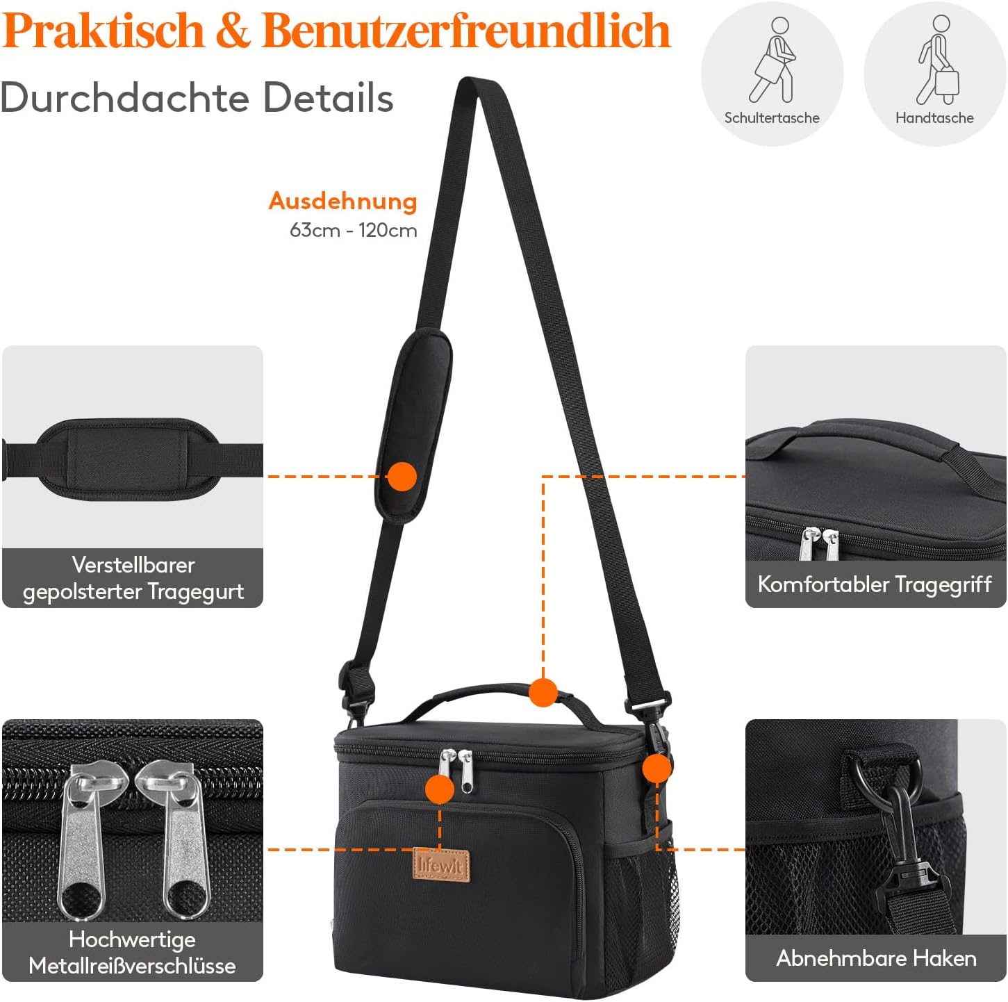 Thumbnail 5 de Lifewit Isolierte Kühltasche 9L für 12 Dosen