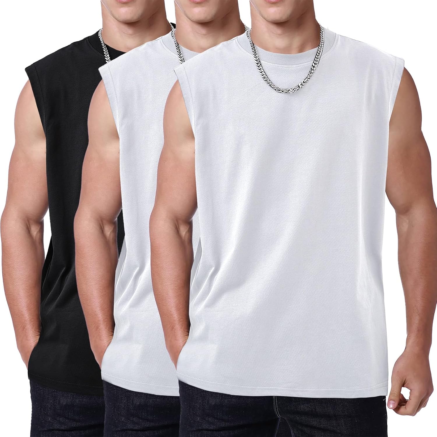Thumbnail 6 de SnowElve Men's Workout Tank Top: Acid-Washed Sleeveless Tee for Gym and Beach