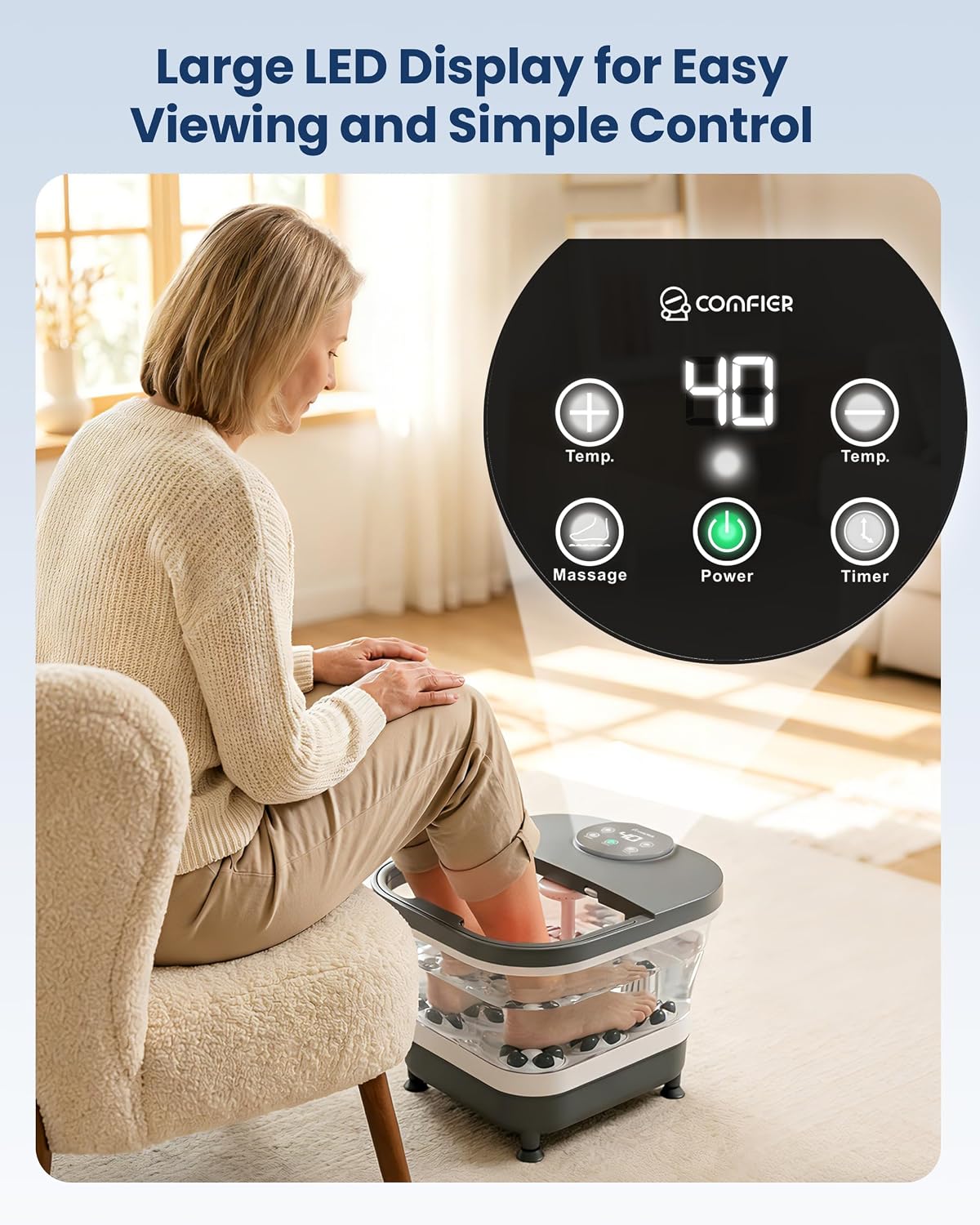 Thumbnail 6 de COMFIER 2026 Klappbares Fußbad Massagegerät – Hydro-Therapie, Heizung und 30 Shiatsu-Bälle