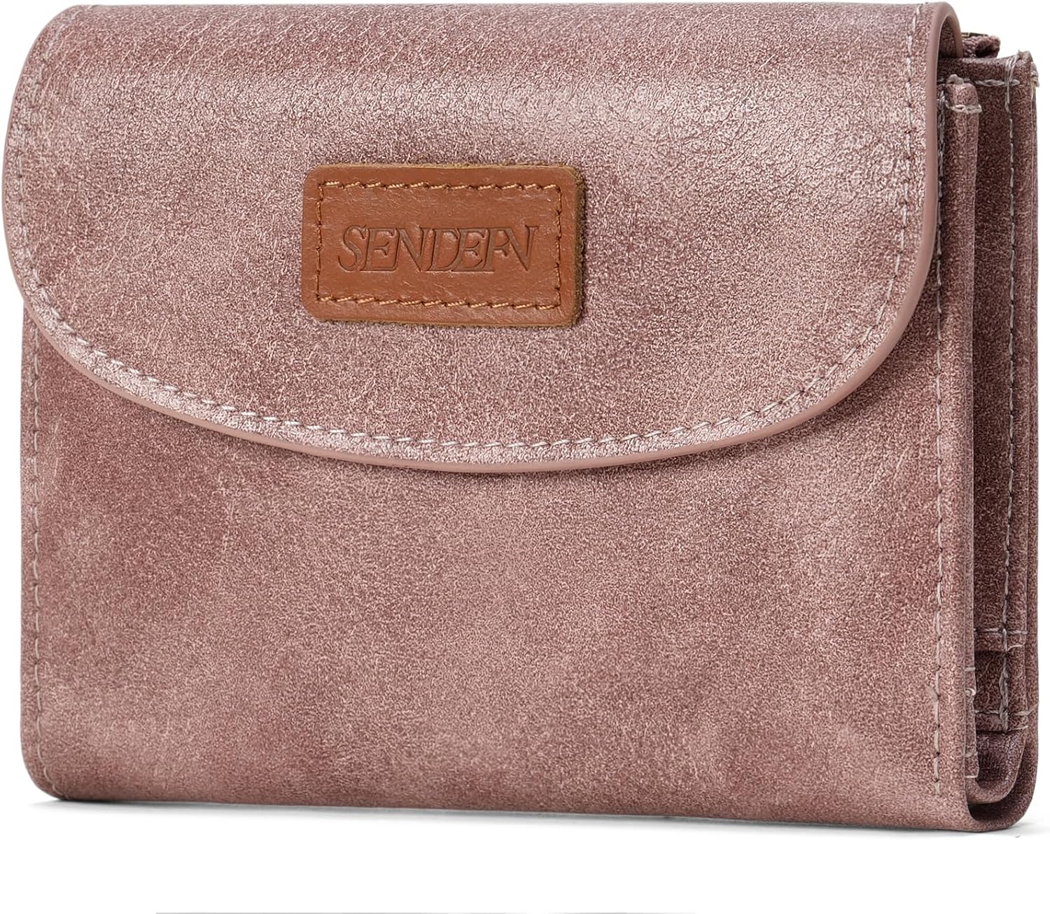 Detalle de SENDEFN Women’s Cow Print Vegan Leather RFID Bifold Purse with Zipper Coin Pocket