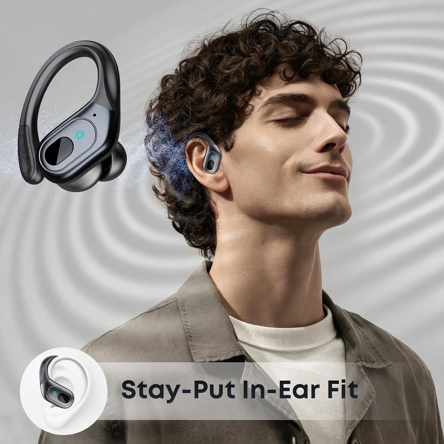 Detalle 2 de HILDCROA BX31 Sports Wireless Earbuds, 75-Hour Playtime, LED Display, IPX7