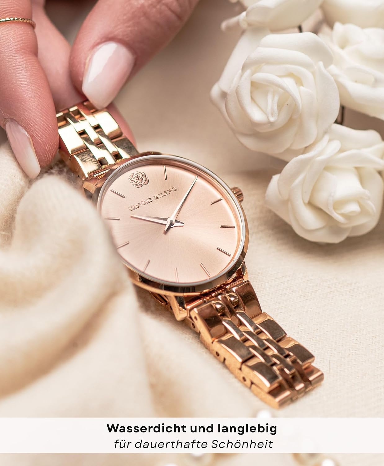 Thumbnail 6 de L'AMORE MILANO Damenuhr Rosenbox – Hochwertige Edelstahl-Armbanduhr im eckigen Design, 36 mm, 5 ATM, Roségold