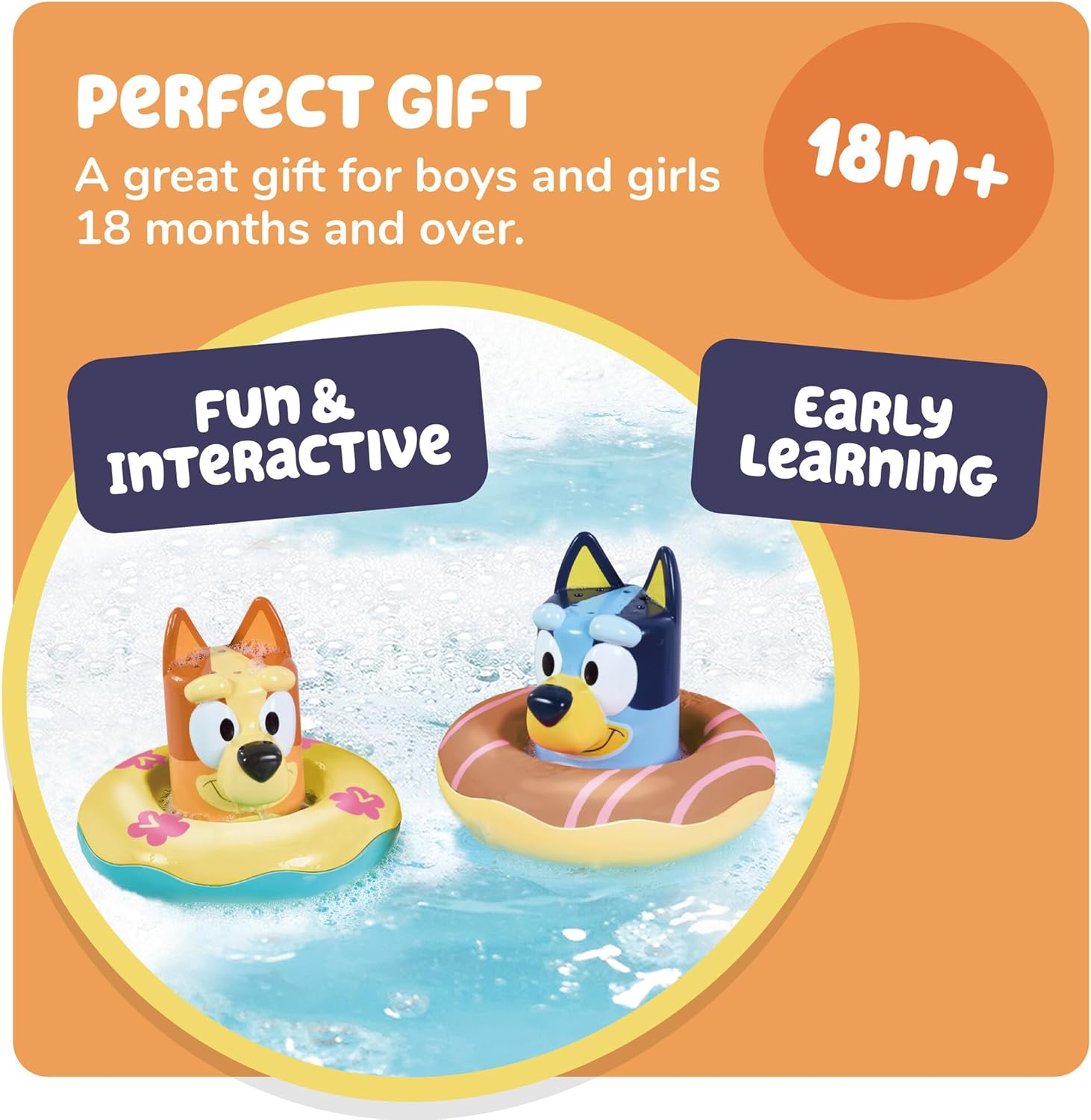Thumbnail 6 de Tomy Toomies – Giocattolo da Bagno Bluey e Bingo in Boa, 2 pezzi con ruote ad acqua (licenza ufficiale) per bambini dai 18 mesi