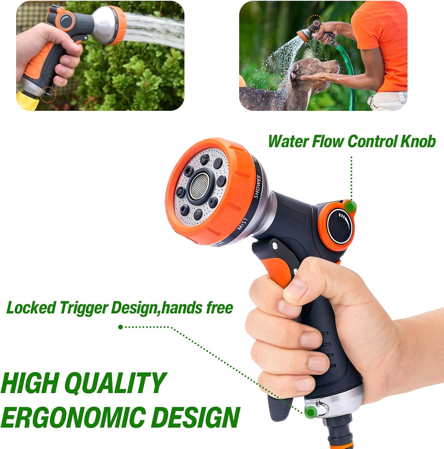 Detalle 1 de RnCop Garden Hose Spray Gun 8-pattern