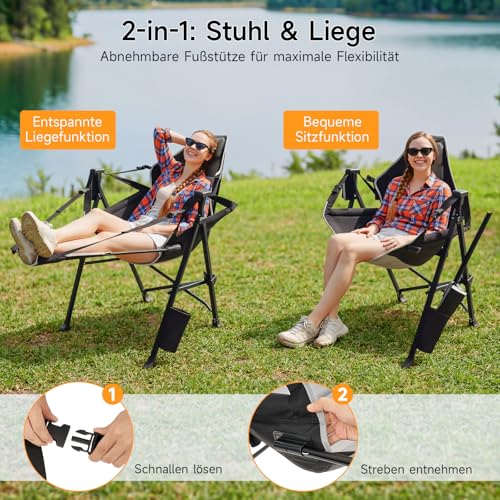 Detalle de DriveMo Campingstuhl Faltbar – Stabil, wandelbar und flexibel für Outdoor-Spaß