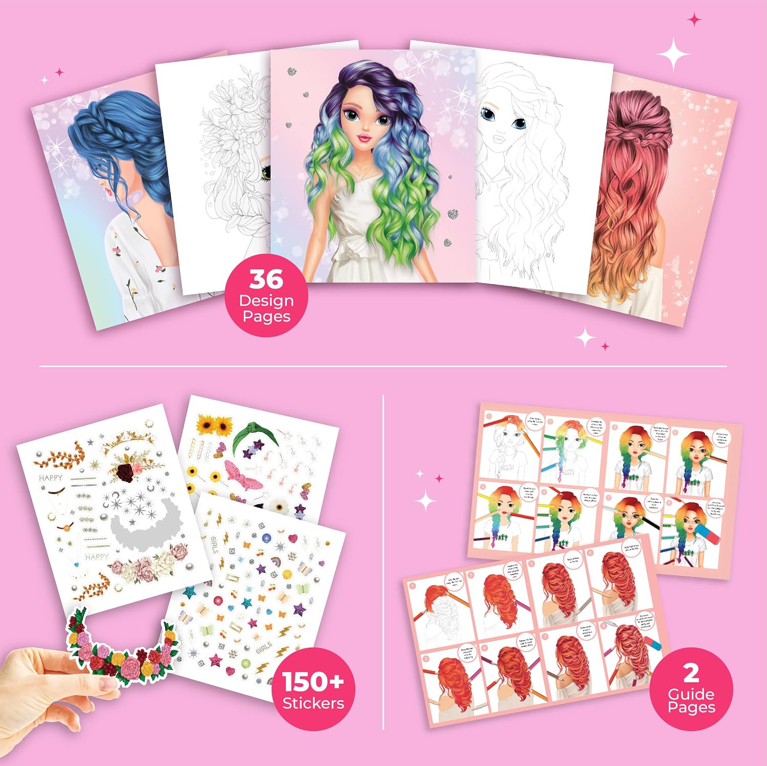Detalle de BSCOOL A266147 Create Hairstyles Fashion Design Activity Book with Stickers