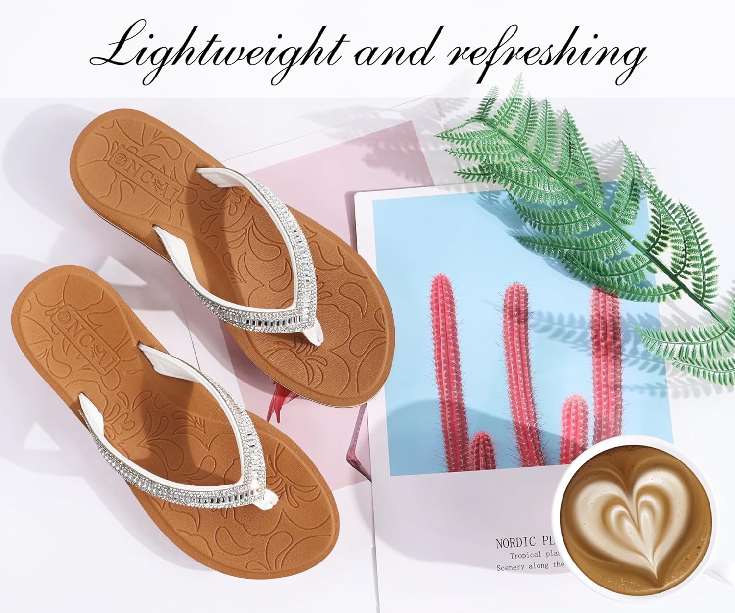 Thumbnail 6 de ONCAI Damen Zehentrenner Flip Flops mit Glitter – Orthopädischer Halt, Memory Foam Einlage 36–43 EU