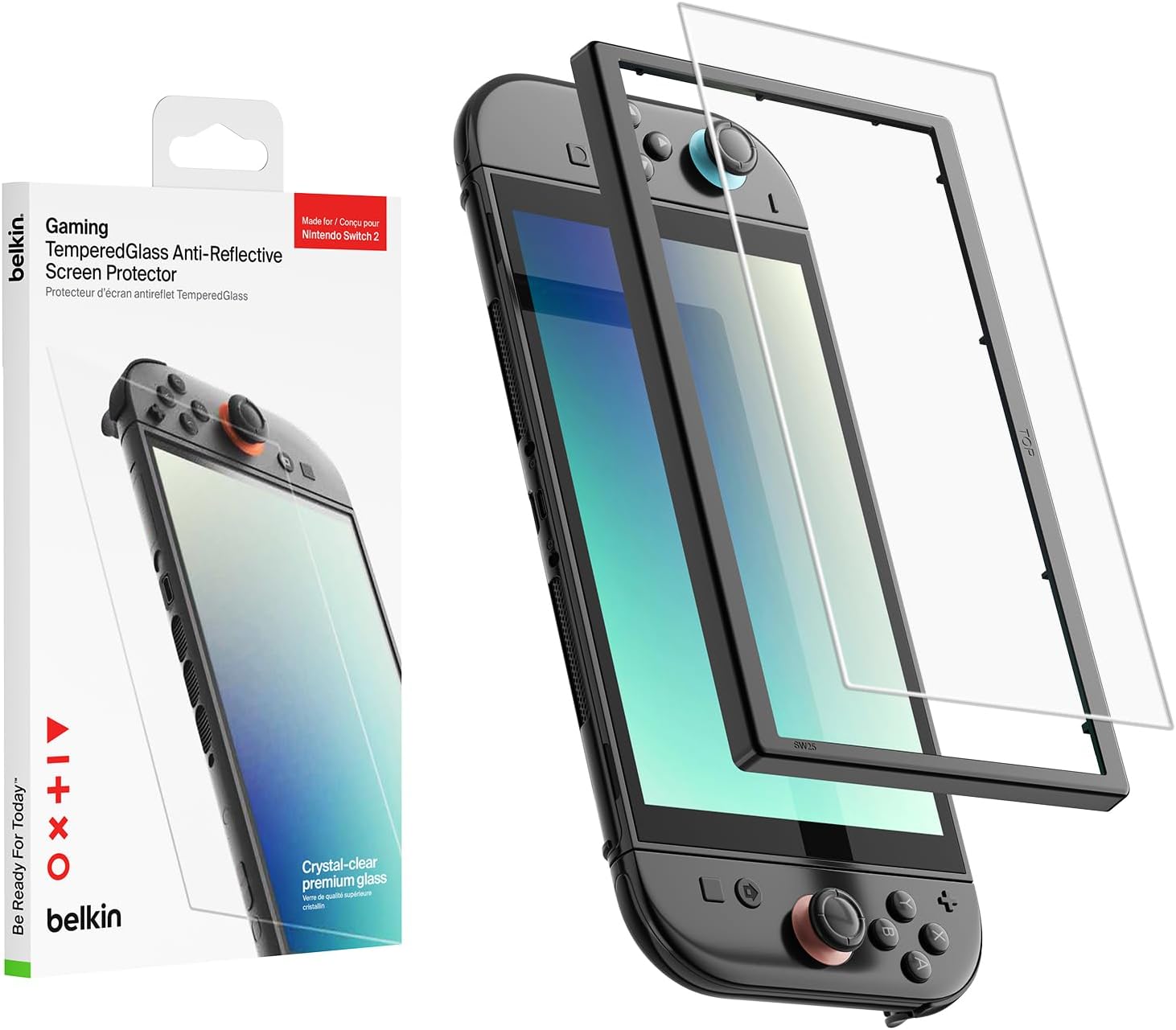 Detalle de Belkin TemperedGlass Anti-Reflective Screen Protector for Nintendo Switch 2 (9H Hardness, Slim Fit, Anti-Glare)
