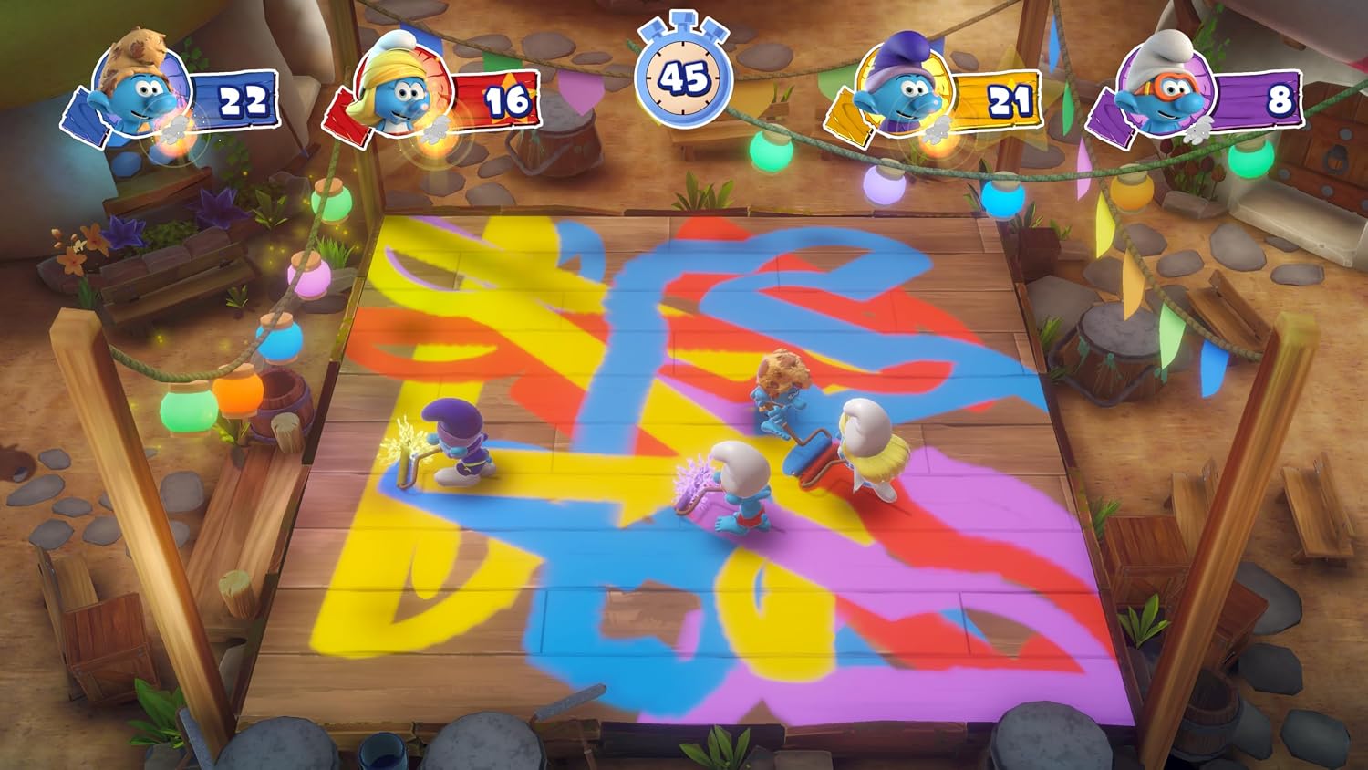 Detalle 2 de Die Schlümpfe – Village Party (PS5, Blu-ray) – Partyspiel mit Abenteuer-Modus