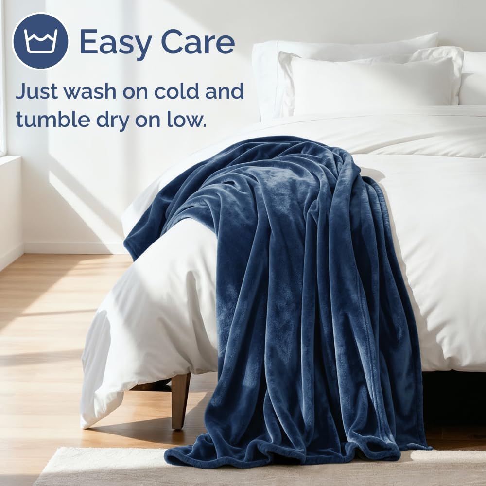 Thumbnail 4 de Ultra Soft Fleece Blanket Queen Size - Flannel Fleece Luxury, Navy