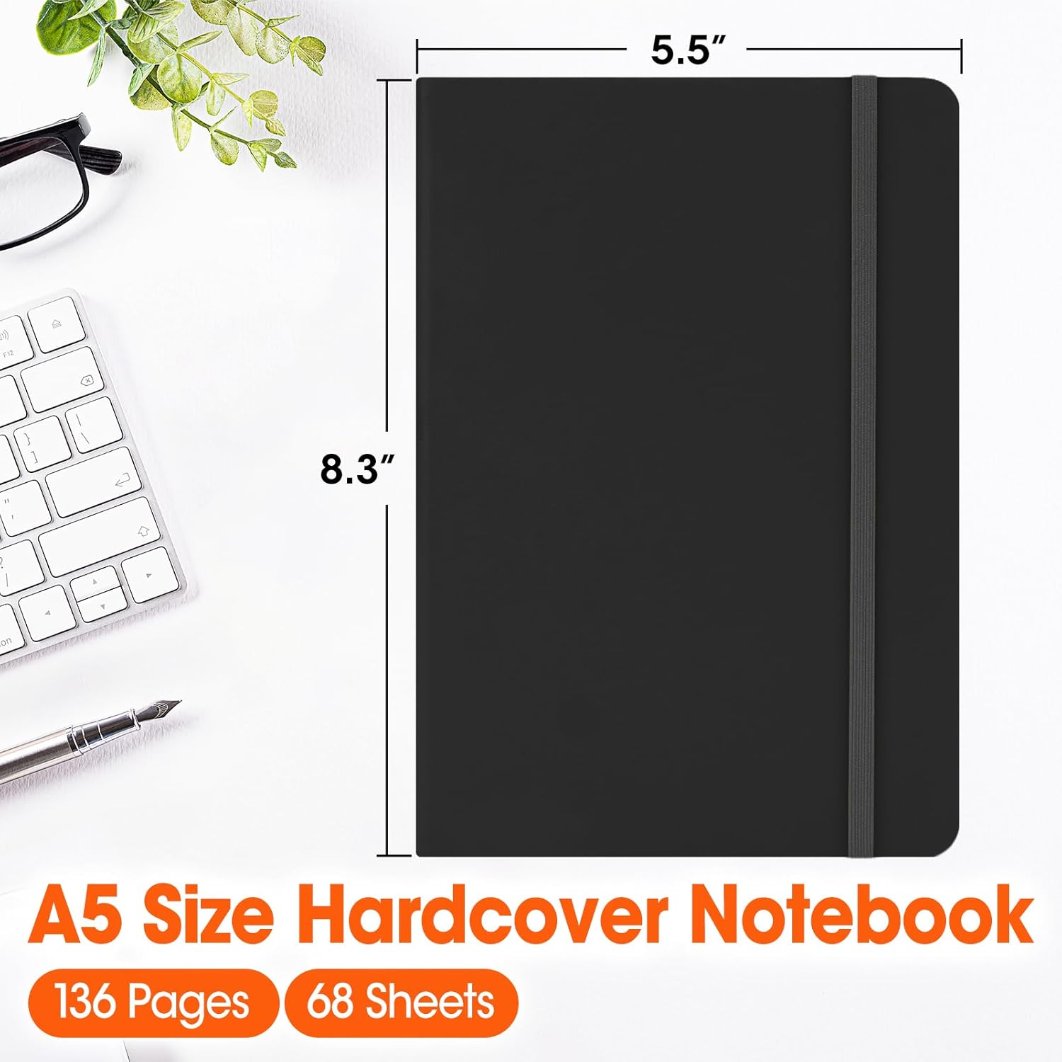 Detalle 2 de BGUP 16-Pack A5 Hardcover Lined Notebooks, 136 Pages, Black