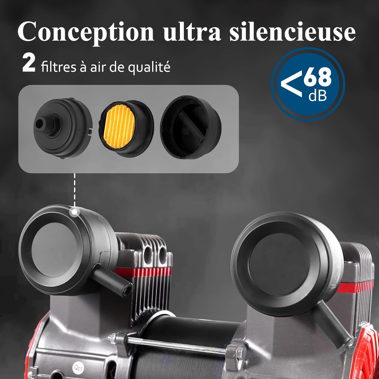 Thumbnail 4 de HYCHIKA compresseur à air silencieux 8 bar et cuve 24 L (sans huile) 1100 W max