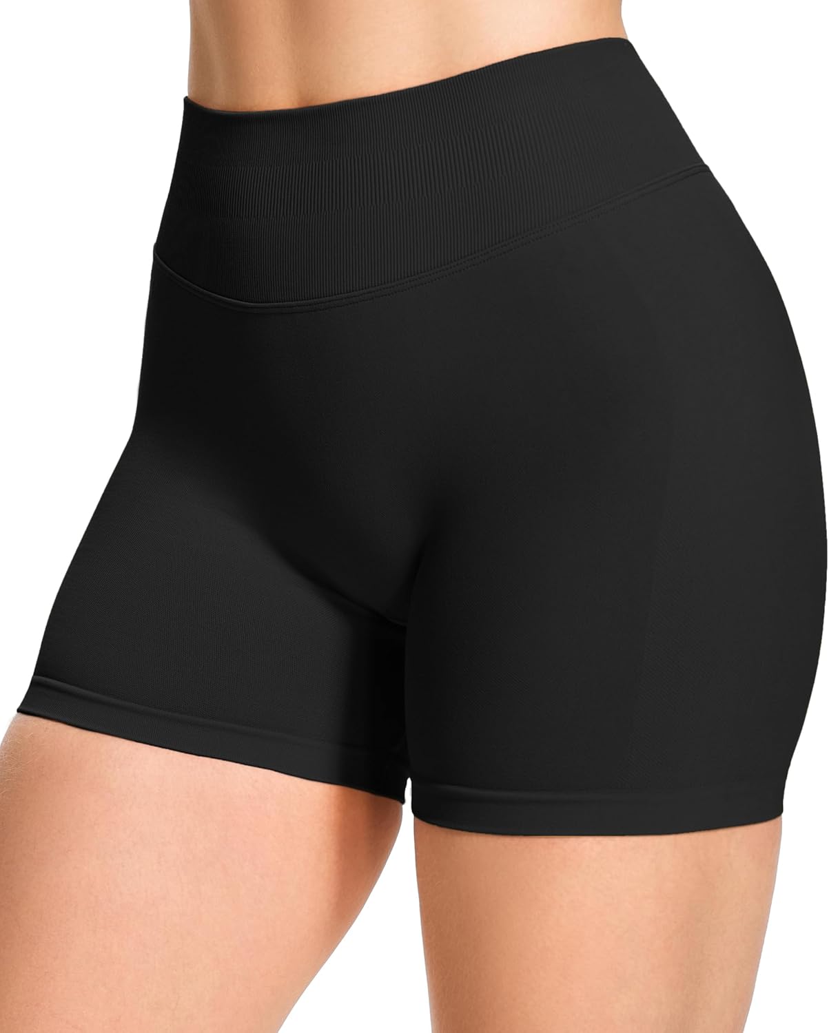 Detalle de JOYSPELS Scrunch Butt Sport-Gym-Shorts für Damen mit hohem V-Bund (High Waist Radlerhose)