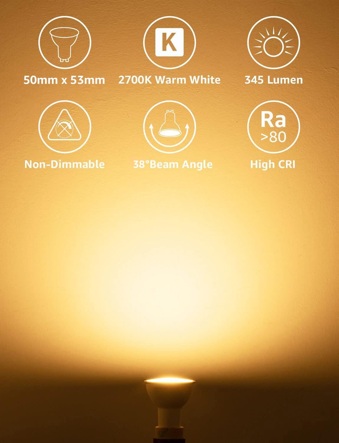 Detalle 2 de Lepro GU10 3.6W warm white LED bulbs pack of 10